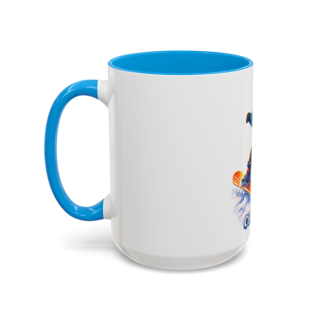 Cool Dood Snowboarding Black Golden Doodle  Mug — (15oz)