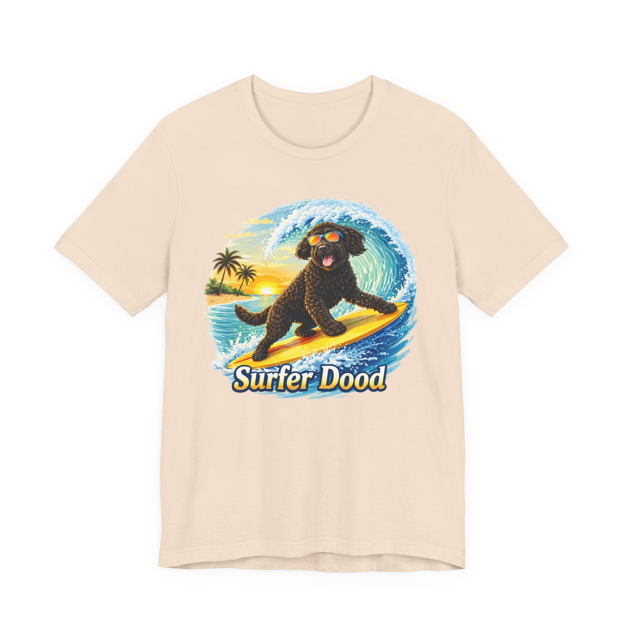 Surfer Dood T-Shirt — Cute Surfing Goldendoodle Dog Tee