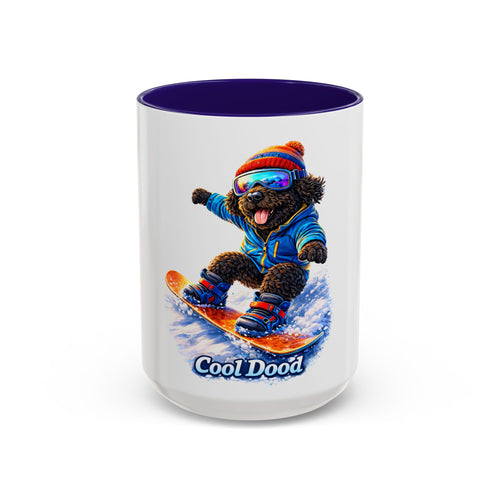 Cool Dood Snowboarding Black Golden Doodle  Mug — (15oz)
