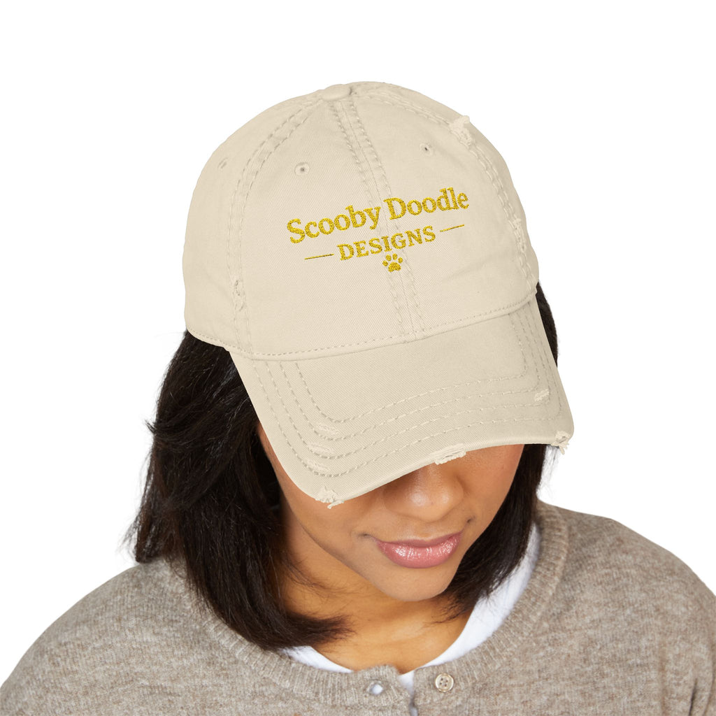 Distressed Embroidered Dad Hat - "Scooby Doodle Designs" Logo Cap
