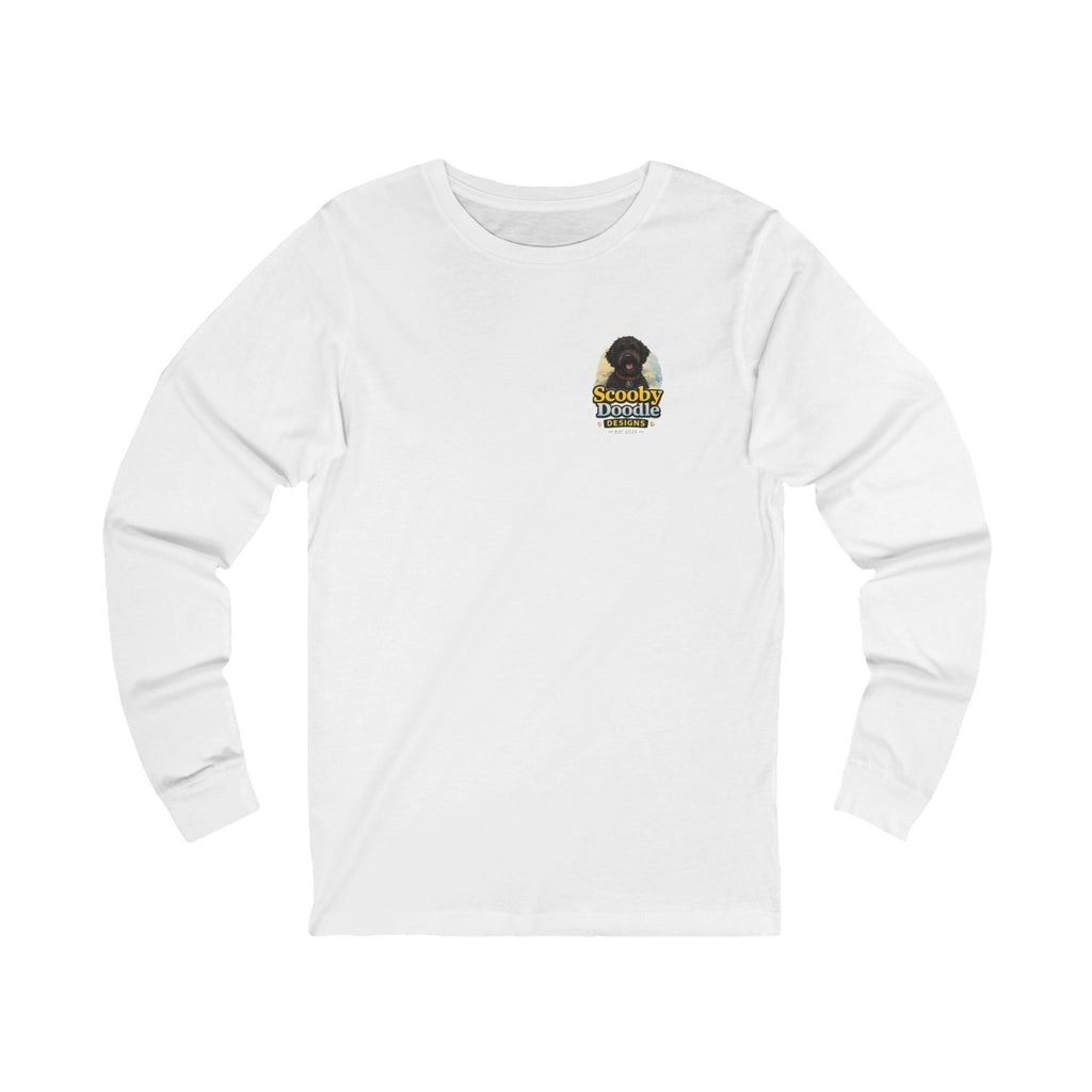 Golden Doodle Beach Tee — Dog on Striped Beach Chair