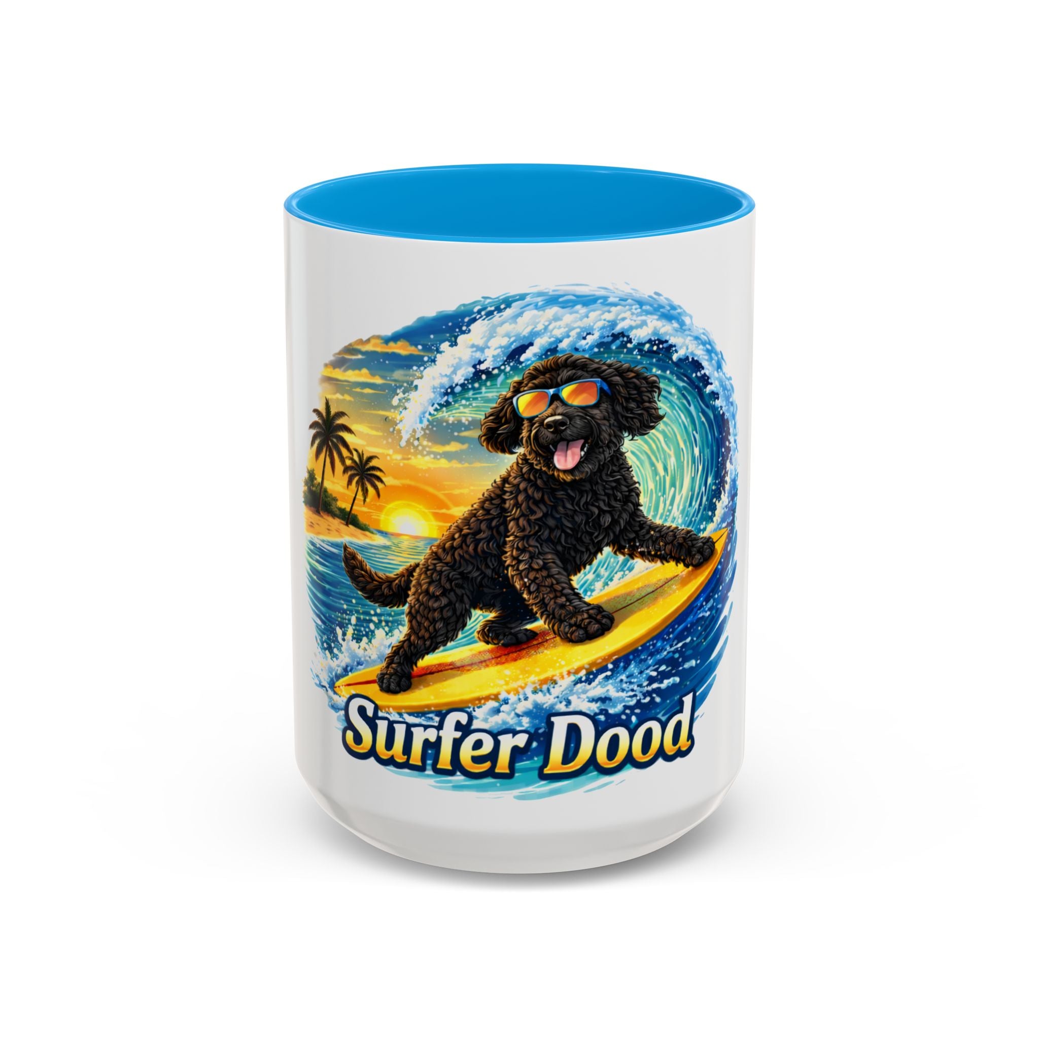Surfer Dood Coffee Mug – Surfing Dog Graphic (15oz)