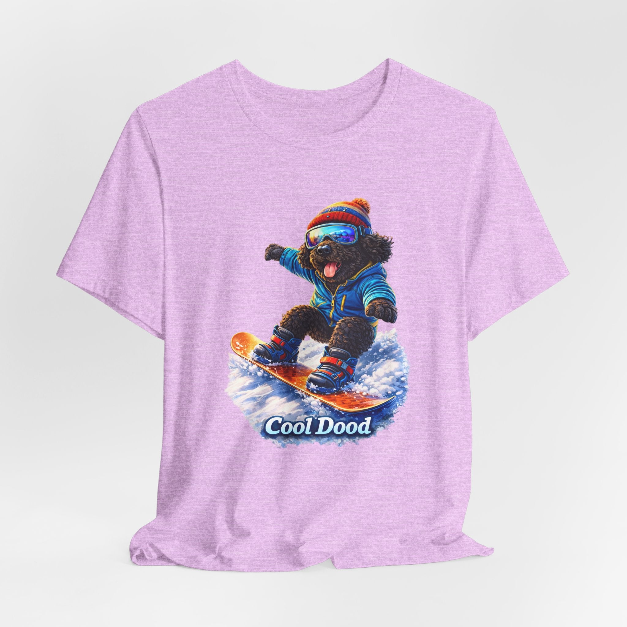 Cool Dood Snowboarding Tee — Cute Black Golden Doodle Snowboard Graphic T‑Shirt