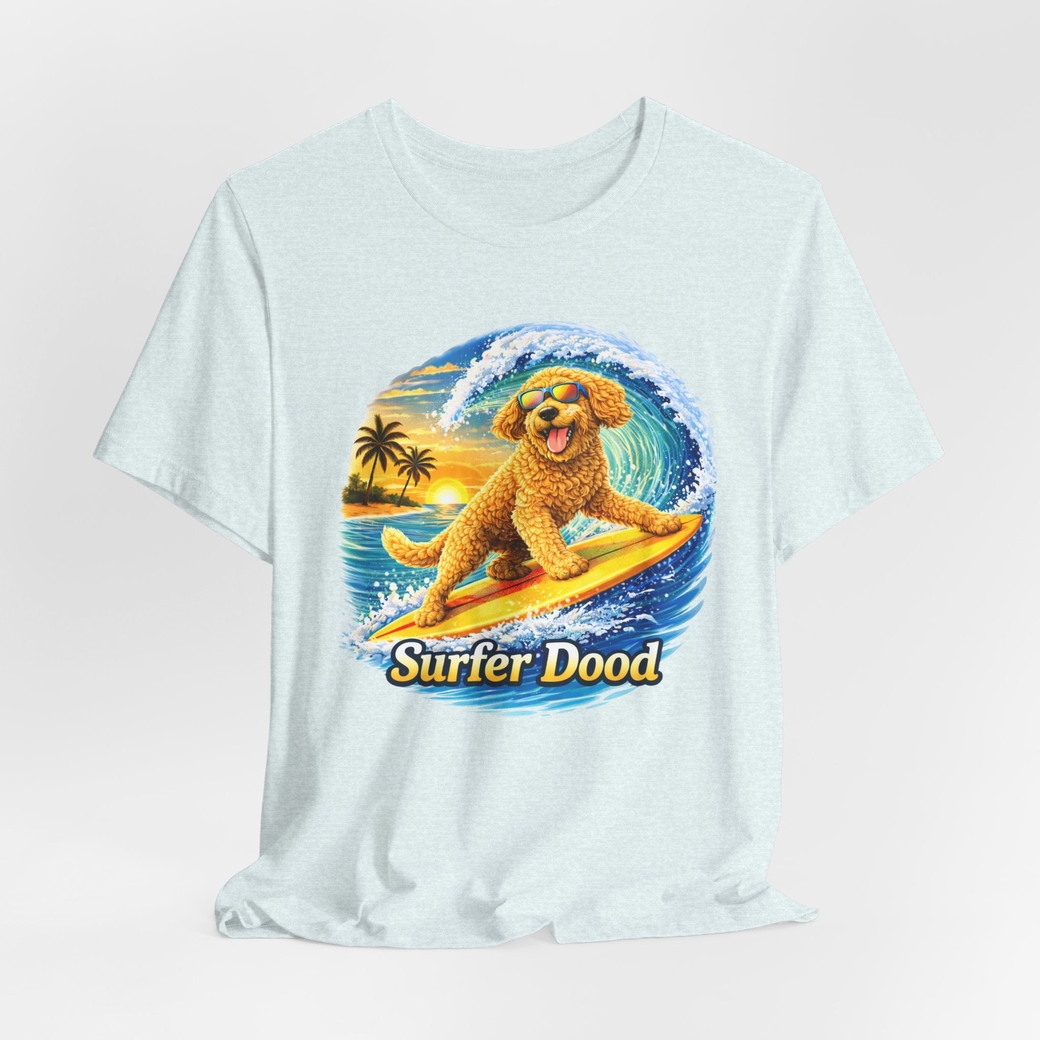 Surfer Dood T-Shirt — Cute Golden Doodle Surfing Graphic Tee
