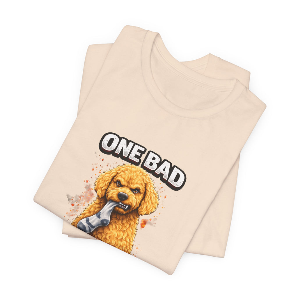 One Bad Dood Dog T-Shirt — Funny Golden Doodle Cartoon Tee for Dog Lovers