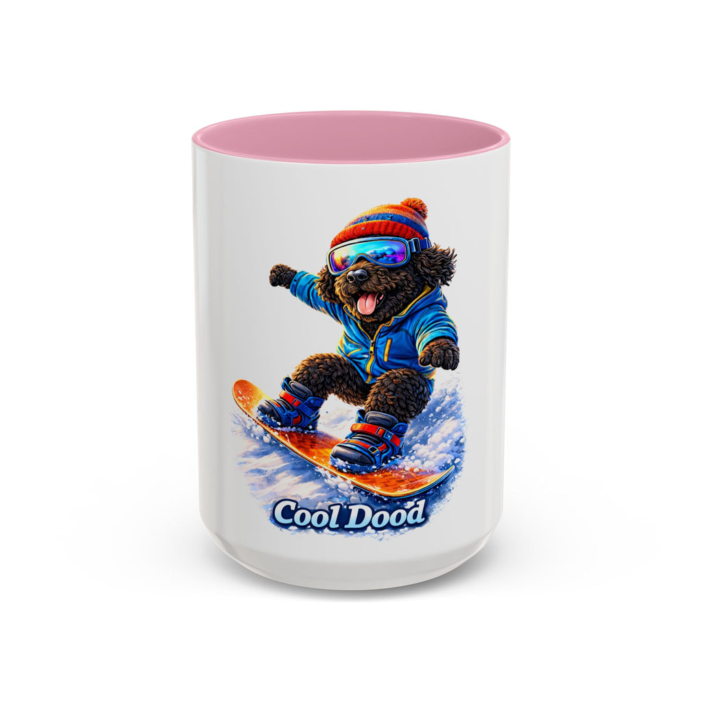 Cool Dood Snowboarding Black Golden Doodle  Mug — (15oz)