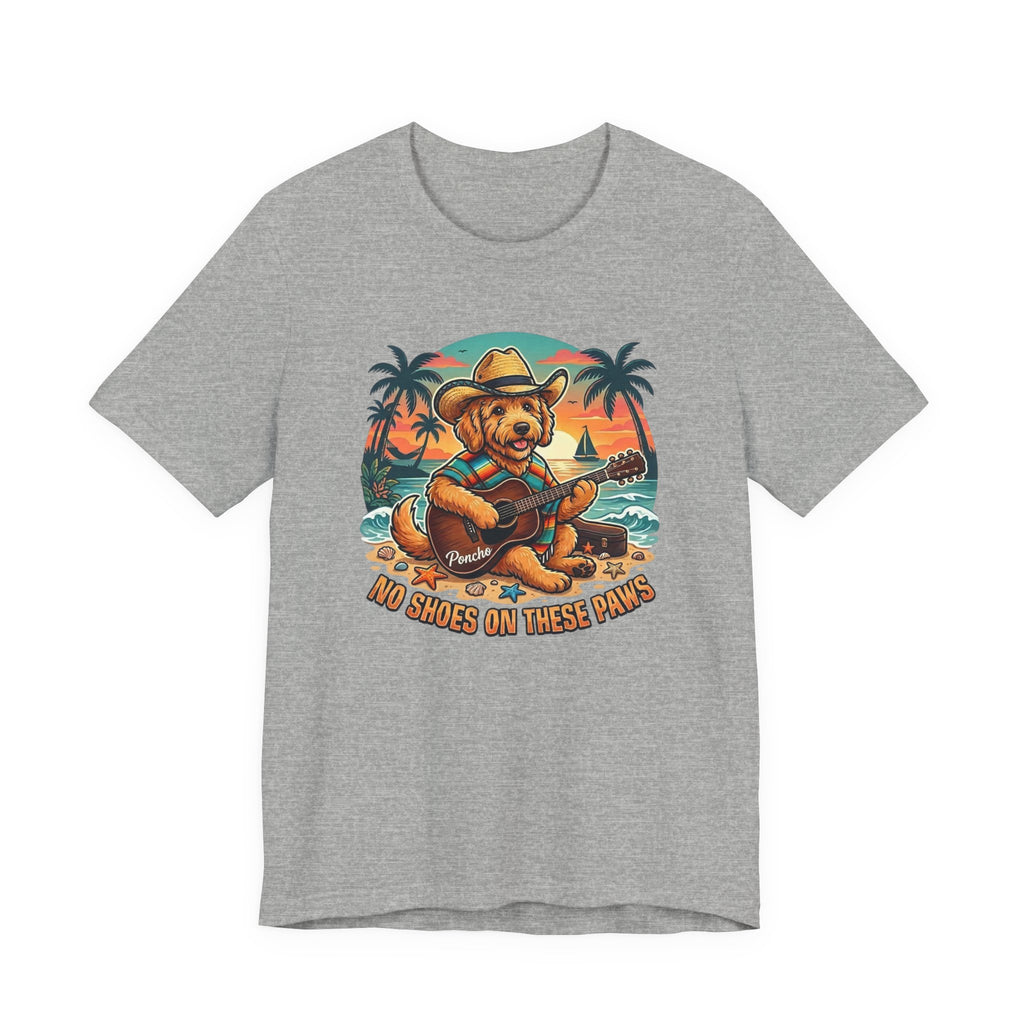 Golden Doodle Guitar Tee — Tropical Island Dog Playing Guitar