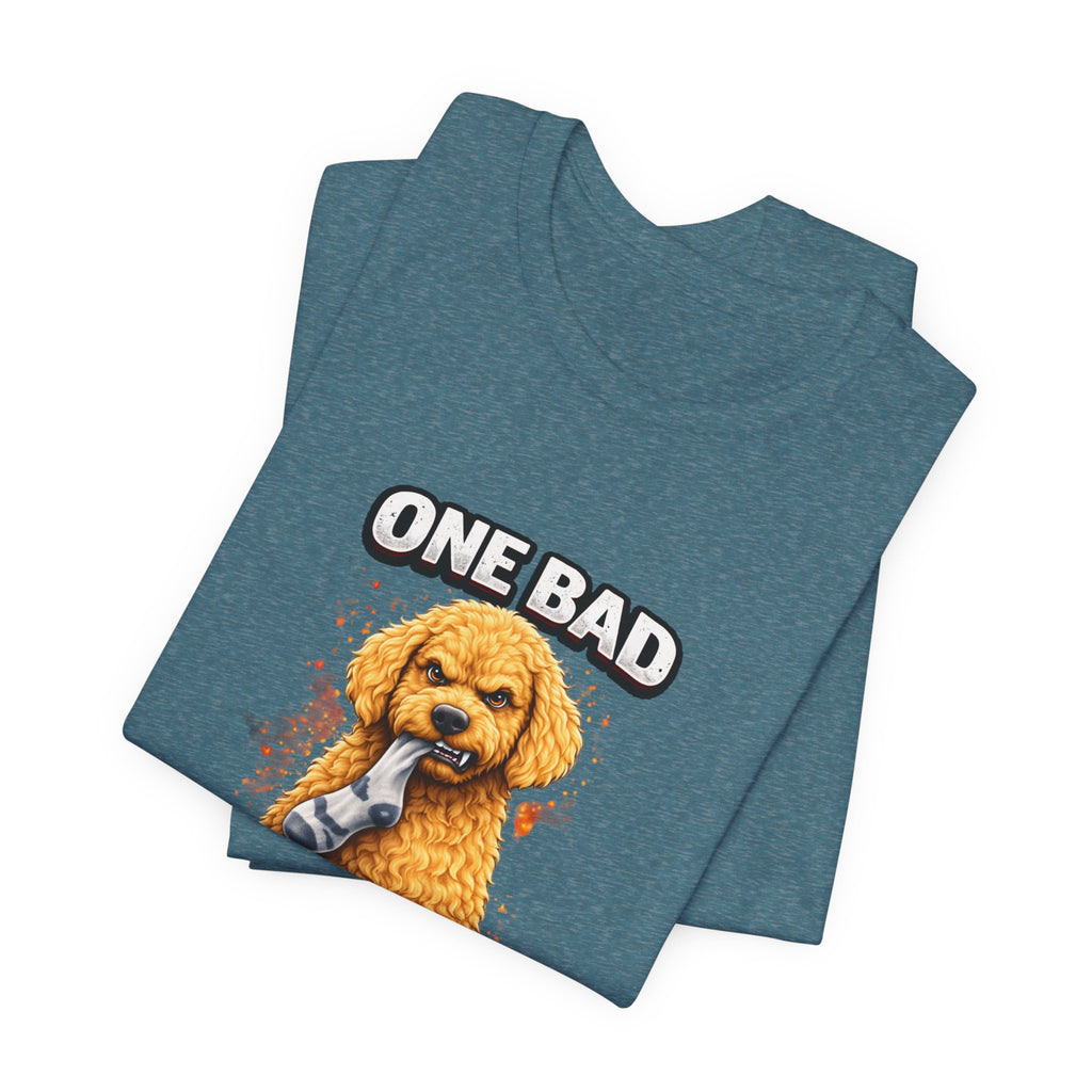 One Bad Dood Dog T-Shirt — Funny Golden Doodle Cartoon Tee for Dog Lovers