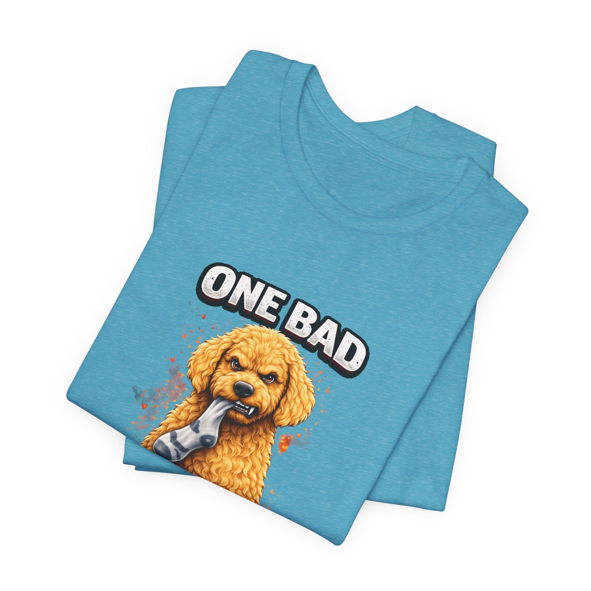 One Bad Dood Dog T-Shirt — Funny Golden Doodle Cartoon Tee for Dog Lovers