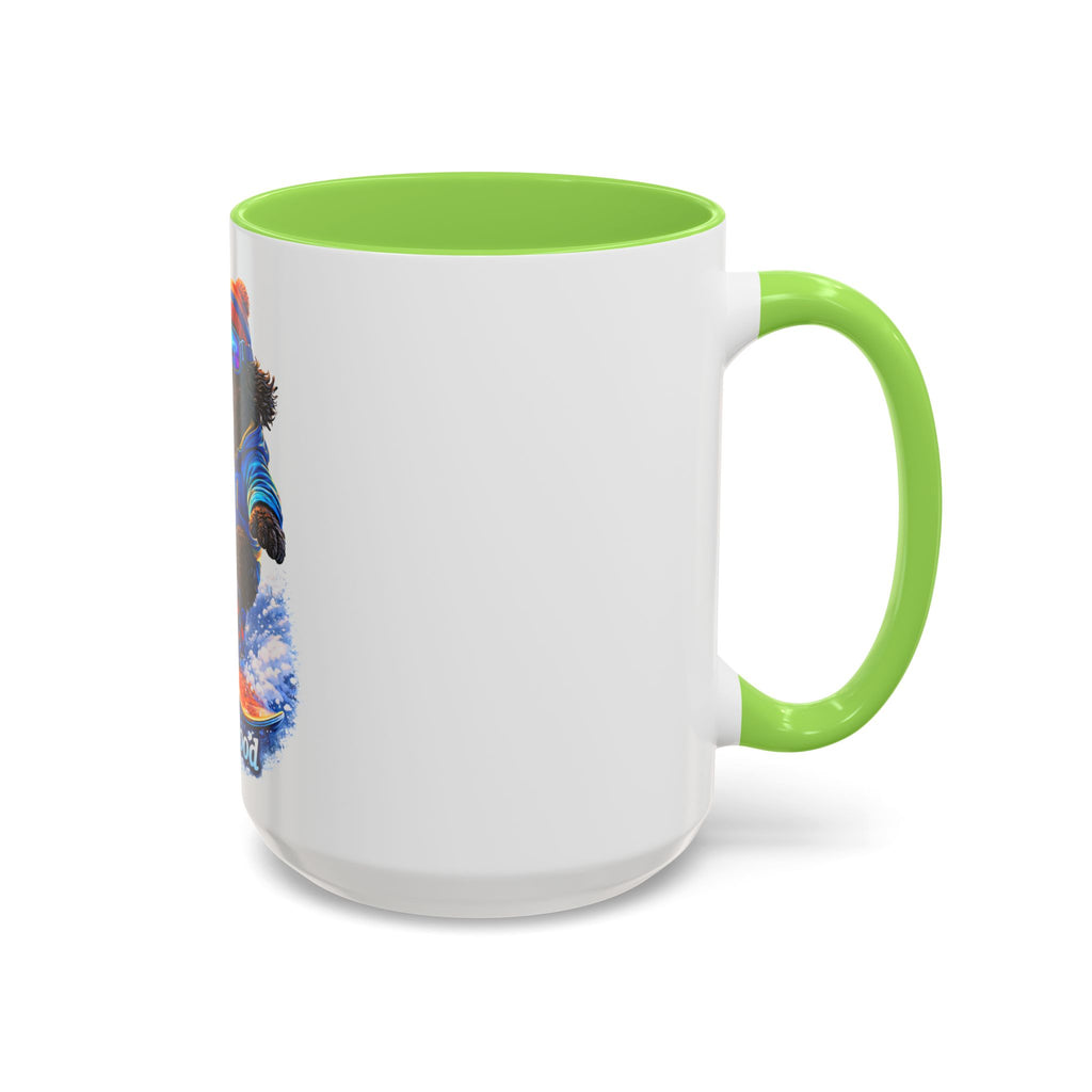 Cool Dood Snowboarding Black Golden Doodle  Mug — (15oz)