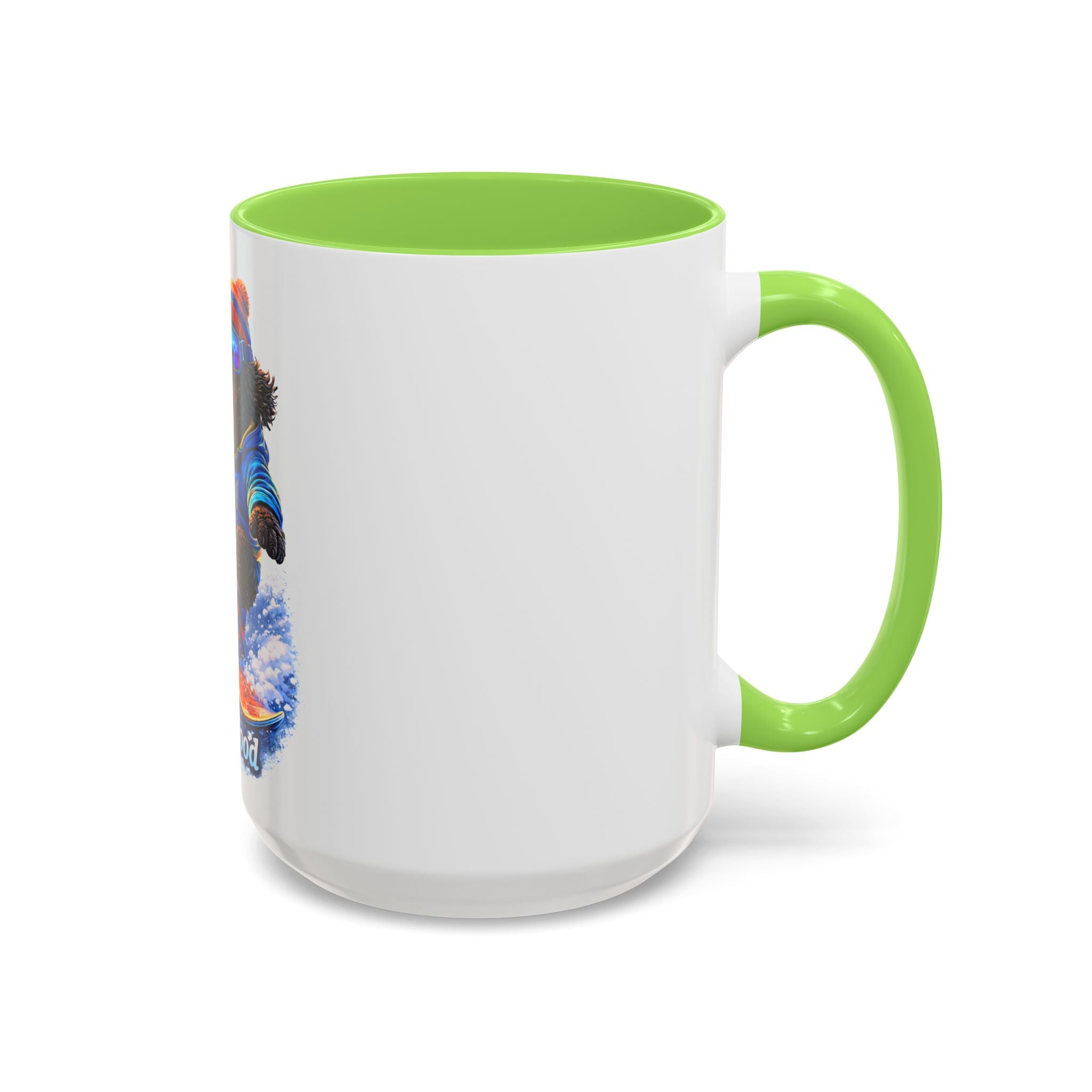 Cool Dood Snowboarding Black Golden Doodle  Mug — (15oz)