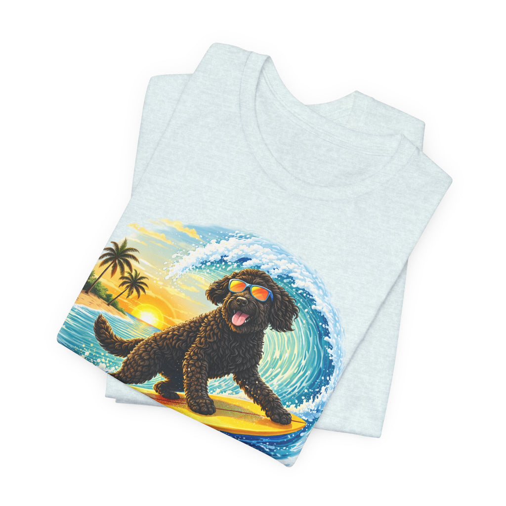 Surfer Dood T-Shirt — Cute Surfing Goldendoodle Dog Tee