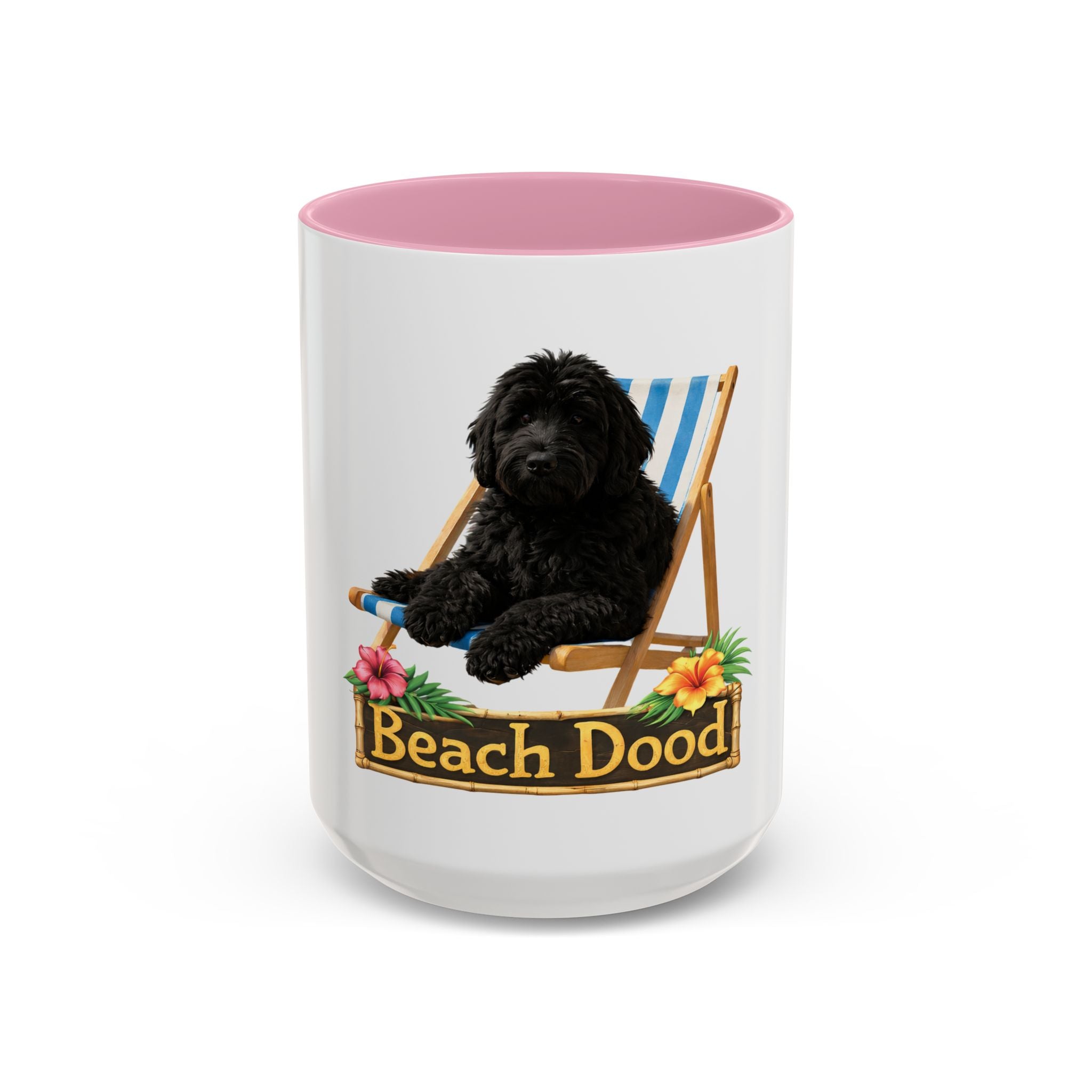 Beach Dood - Black Golden Doodle Beach Chair Mug - (15oz)