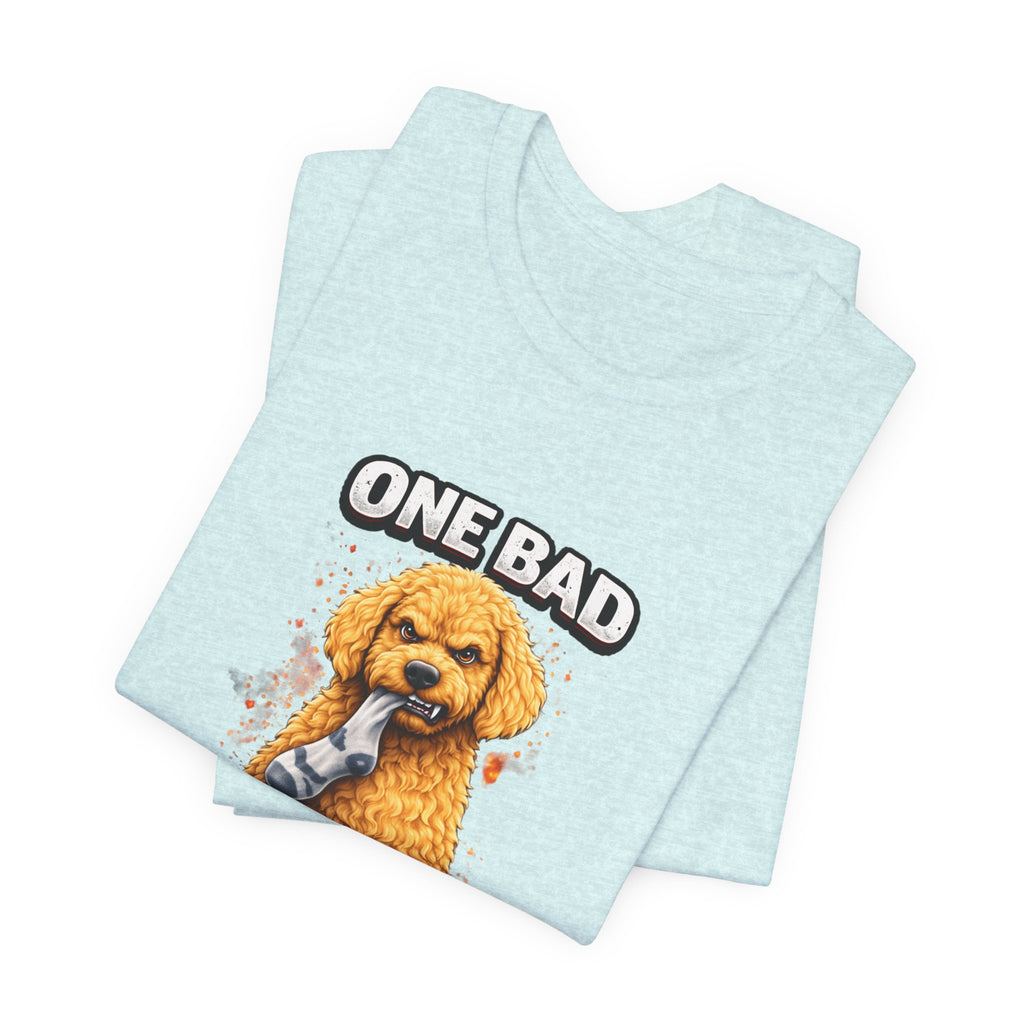 One Bad Dood Dog T-Shirt — Funny Golden Doodle Cartoon Tee for Dog Lovers