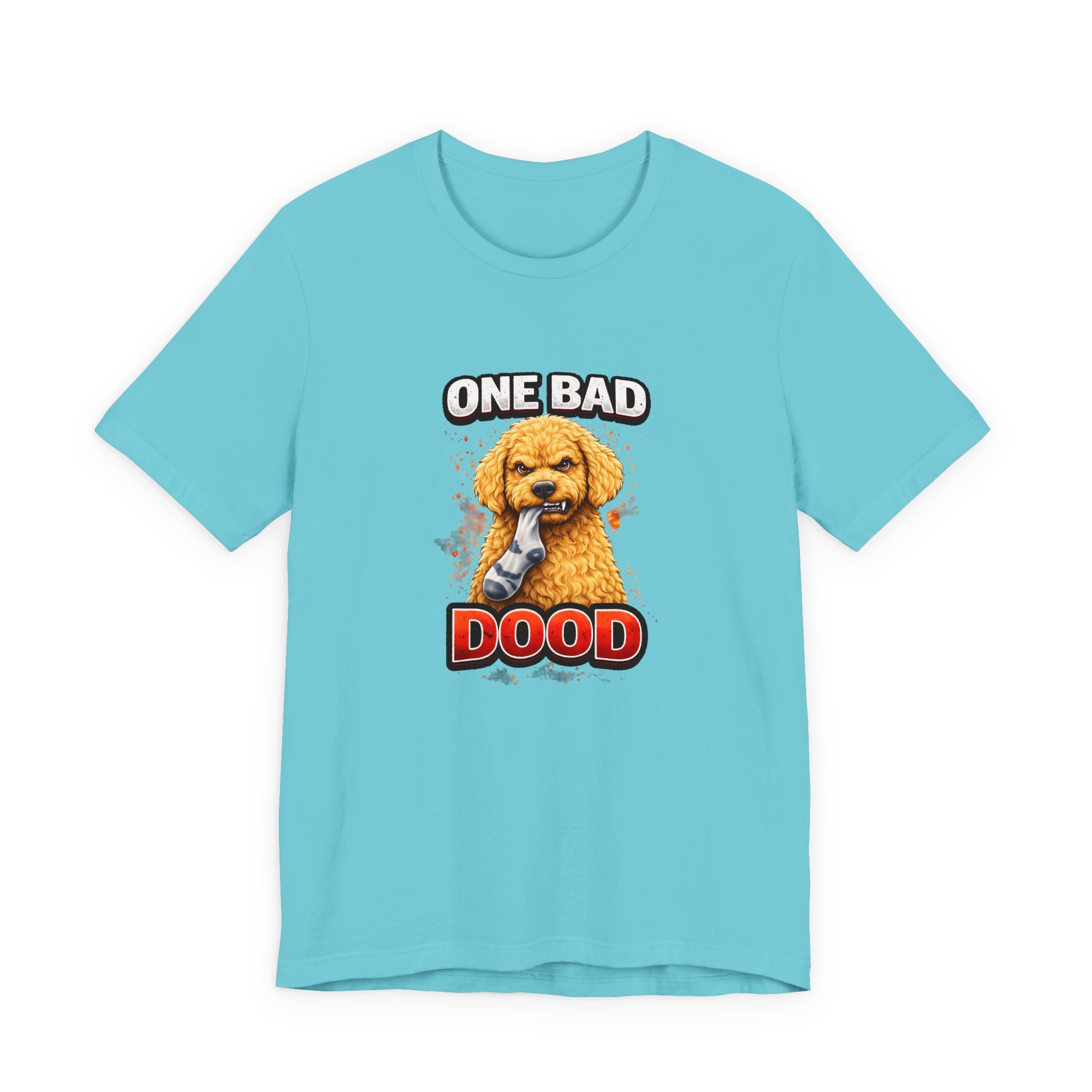 One Bad Dood Dog T-Shirt — Funny Golden Doodle Cartoon Tee for Dog Lovers
