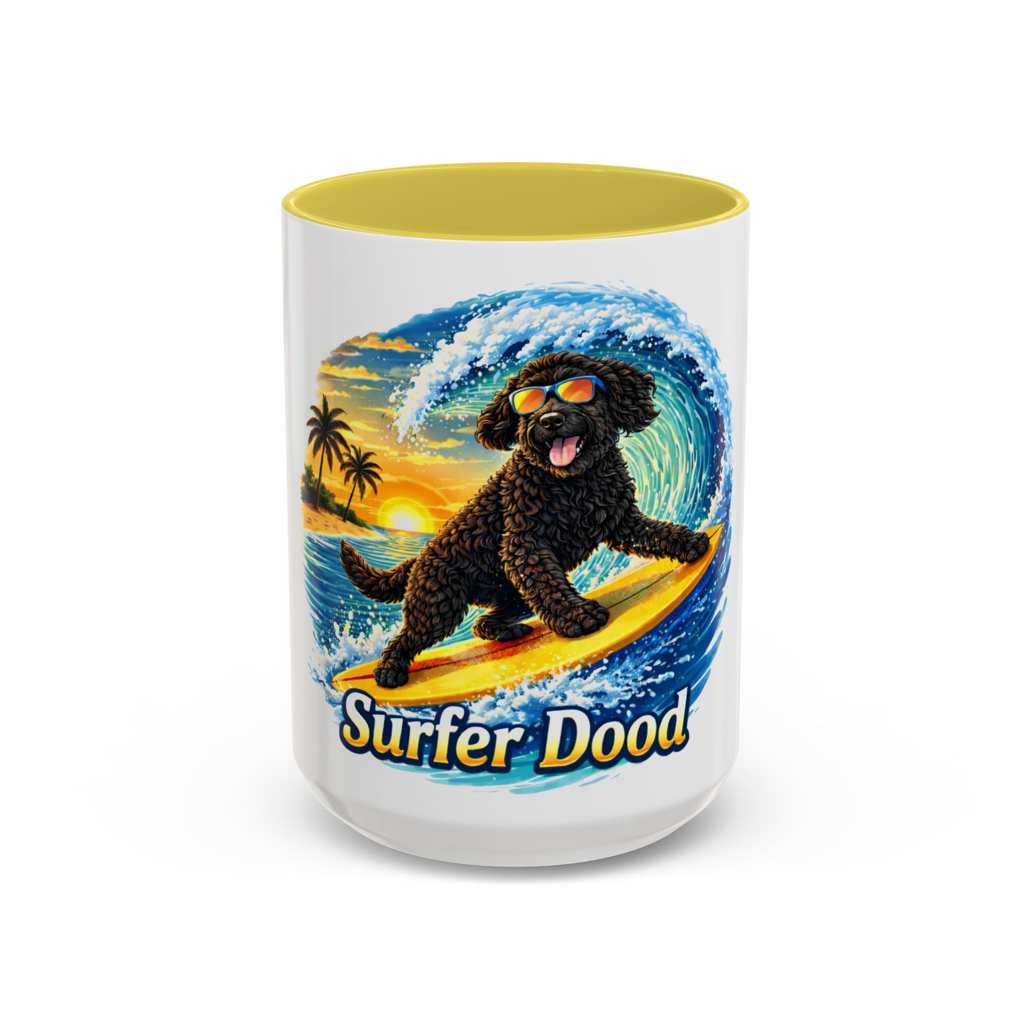 Surfer Dood Coffee Mug – Surfing Dog Graphic (15oz)