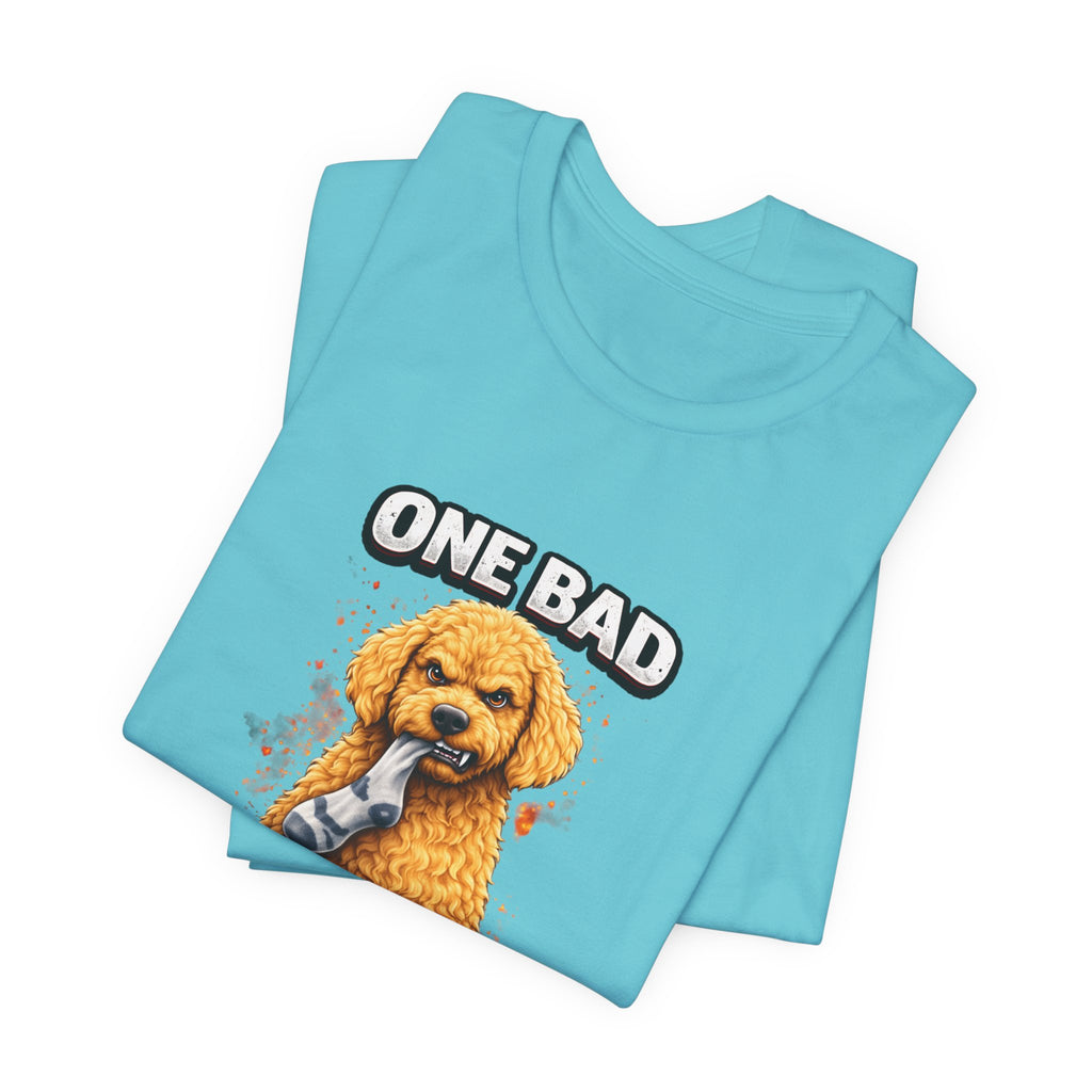One Bad Dood Dog T-Shirt — Funny Golden Doodle Cartoon Tee for Dog Lovers