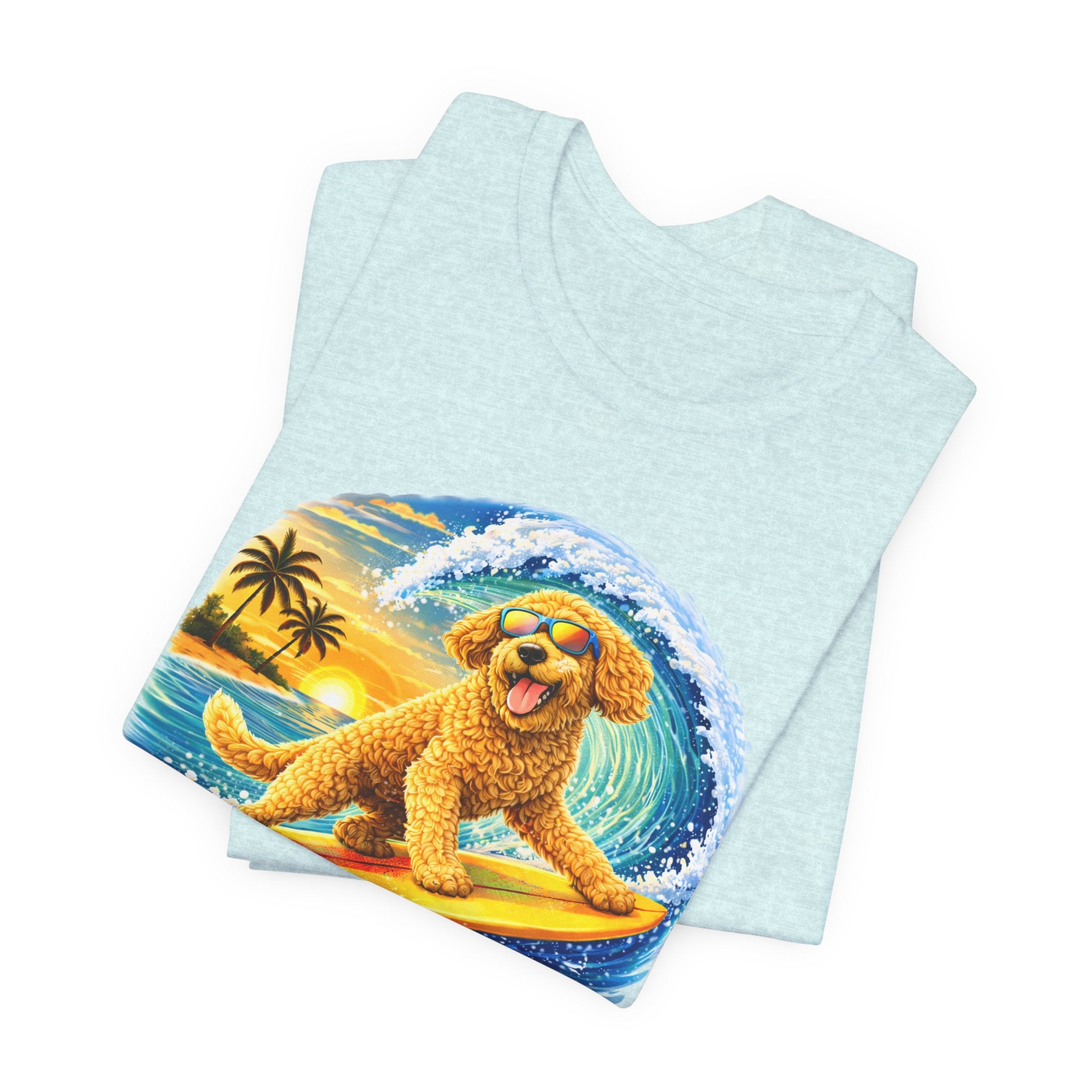 Surfer Dood T-Shirt — Cute Golden Doodle Surfing Graphic Tee