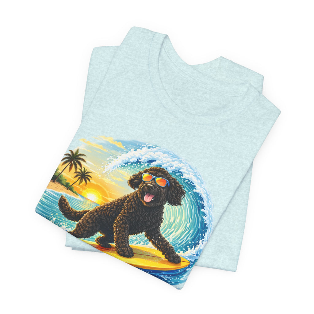 Surfer Dood T-Shirt — Cute Surfing Goldendoodle Dog Tee