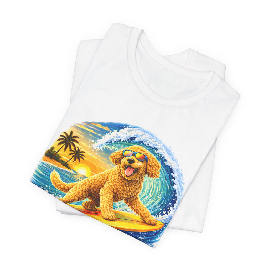Surfer Dood T-Shirt — Cute Golden Doodle Surfing Graphic Tee