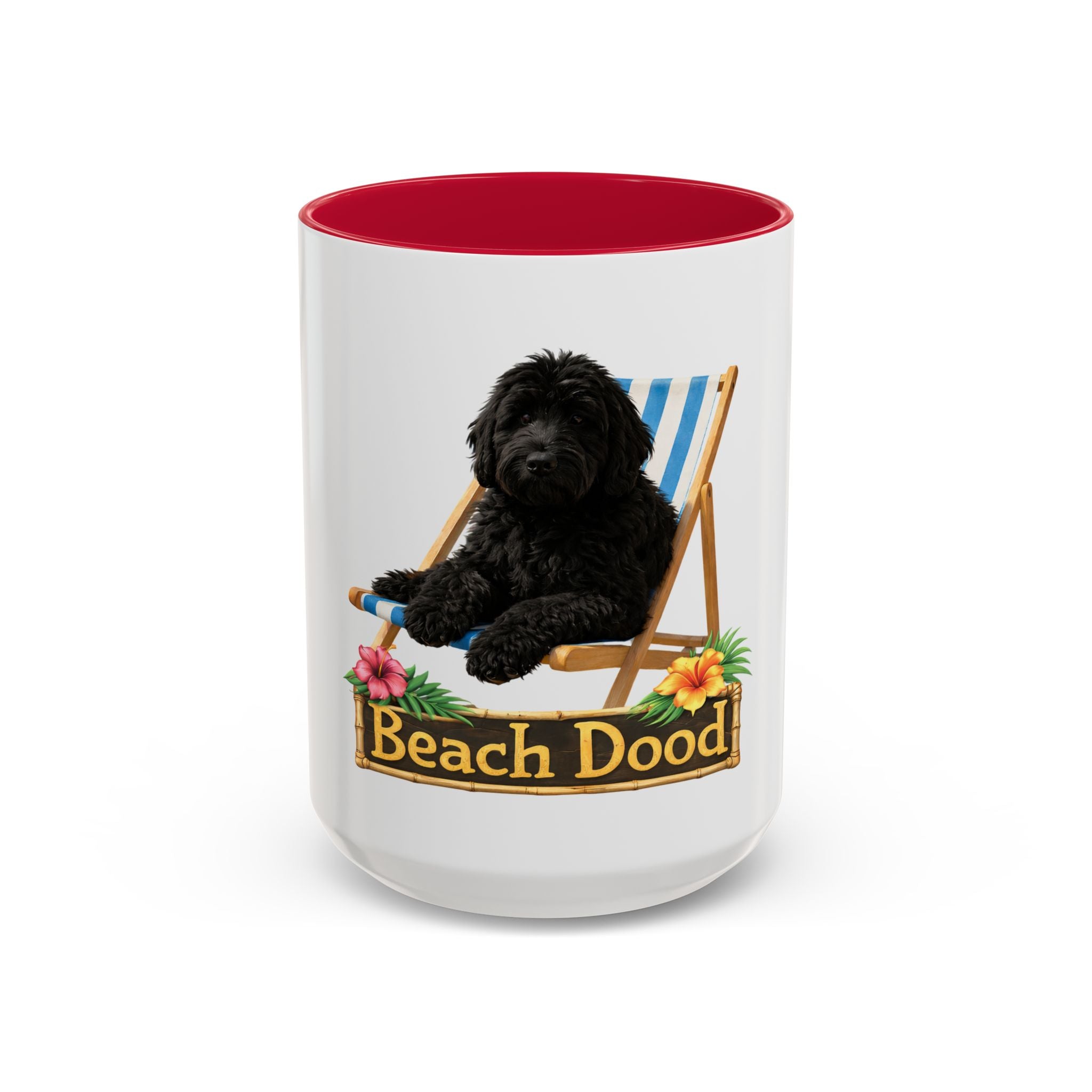 Beach Dood - Black Golden Doodle Beach Chair Mug - (15oz)