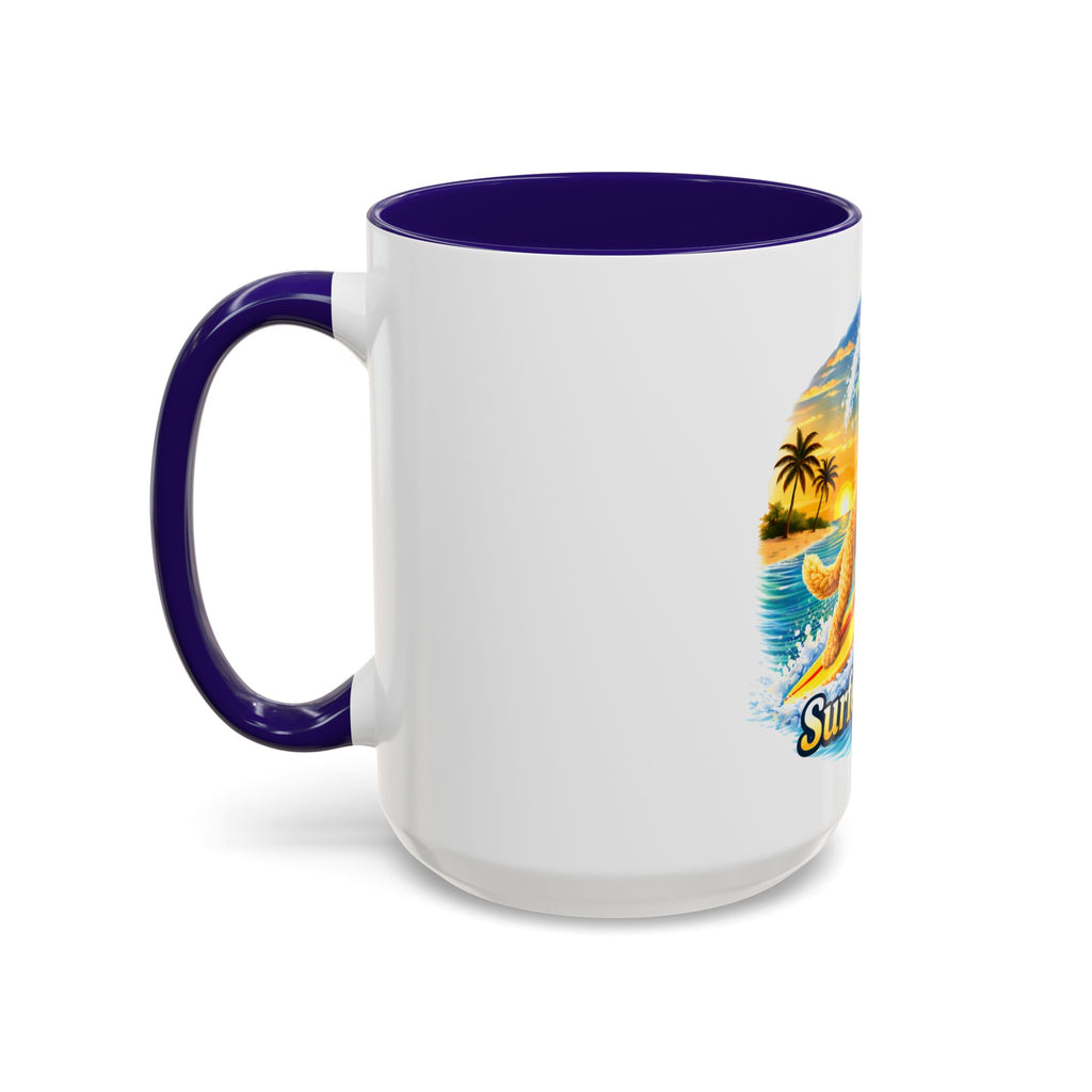 Golden Doodle Surfing Coffee Mug — Funny Colorful (15oz)