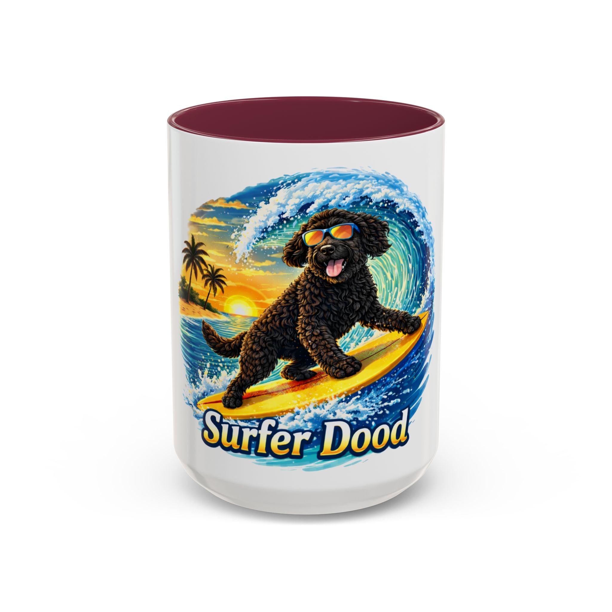 Surfer Dood Coffee Mug – Surfing Dog Graphic (15oz)