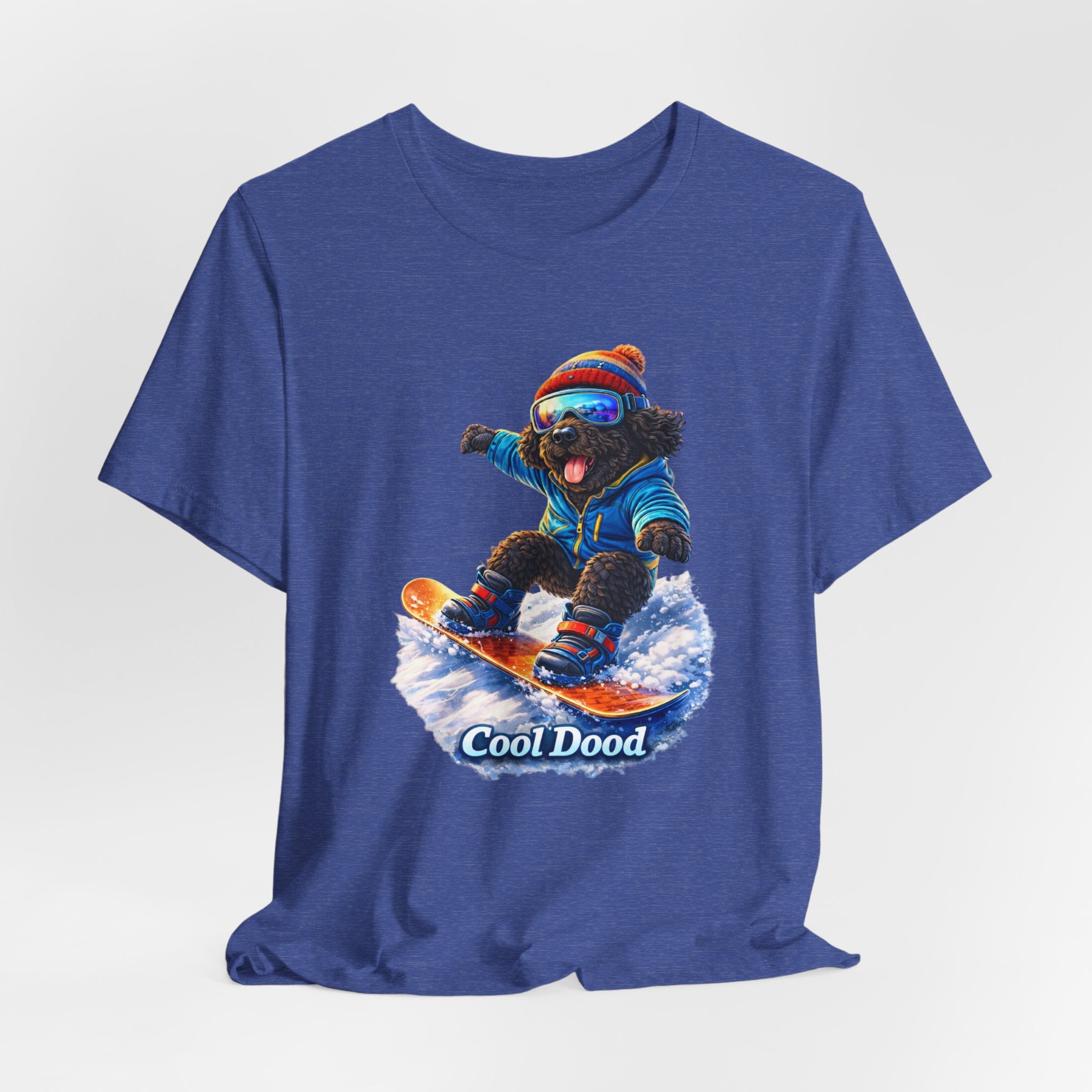 Cool Dood Snowboarding Tee — Cute Black Golden Doodle Snowboard Graphic T‑Shirt