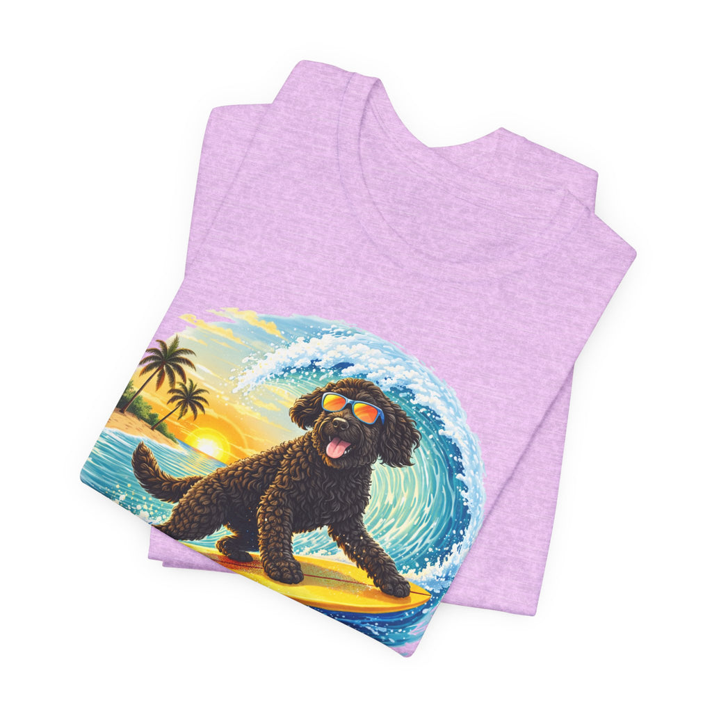 Surfer Dood T-Shirt — Cute Surfing Goldendoodle Dog Tee