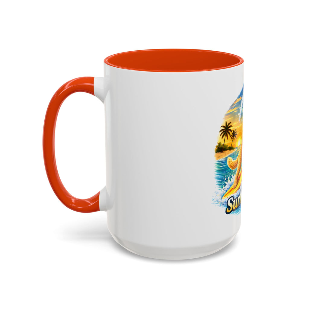 Golden Doodle Surfing Coffee Mug — Funny Colorful (15oz)