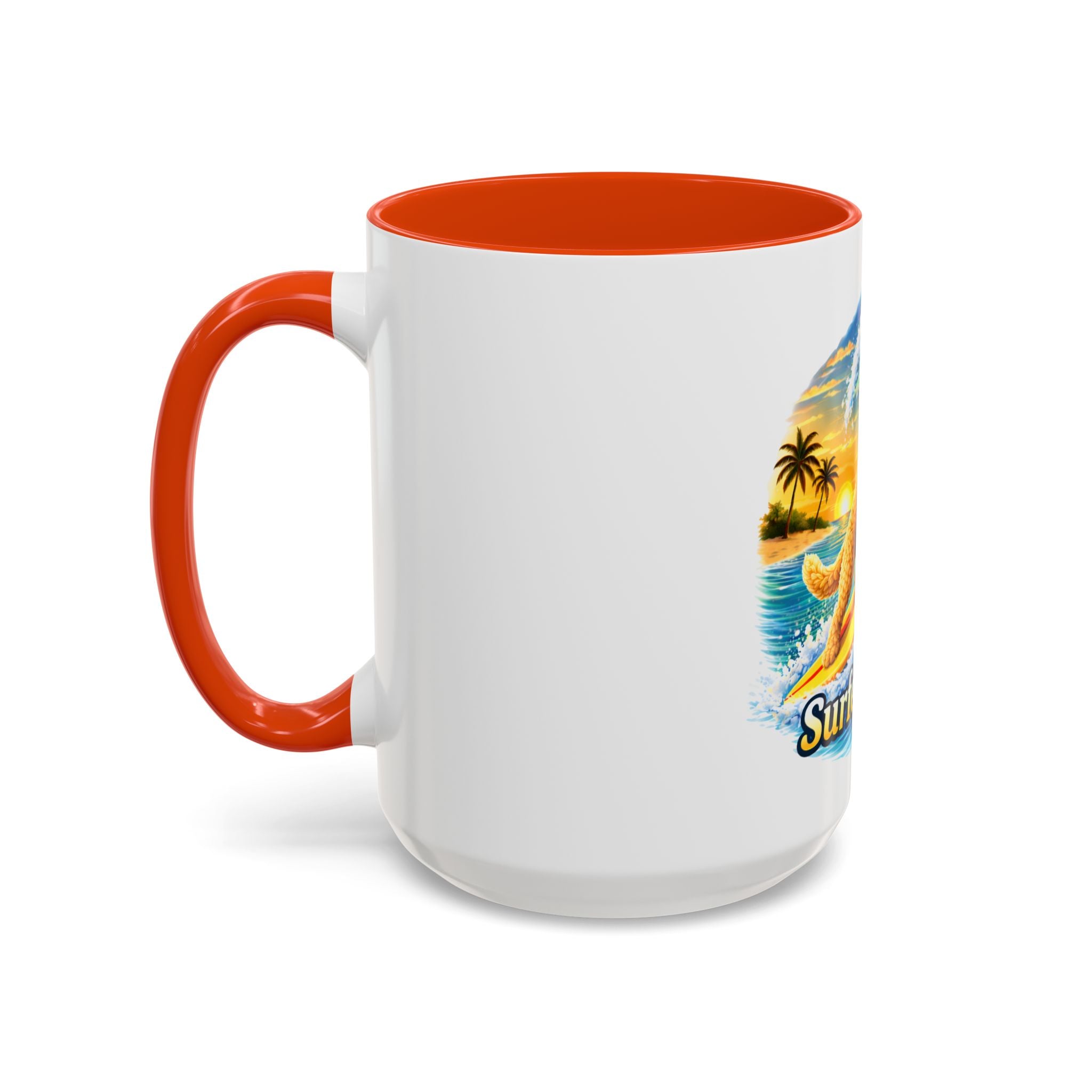 Golden Doodle Surfing Coffee Mug — Funny Colorful (15oz)