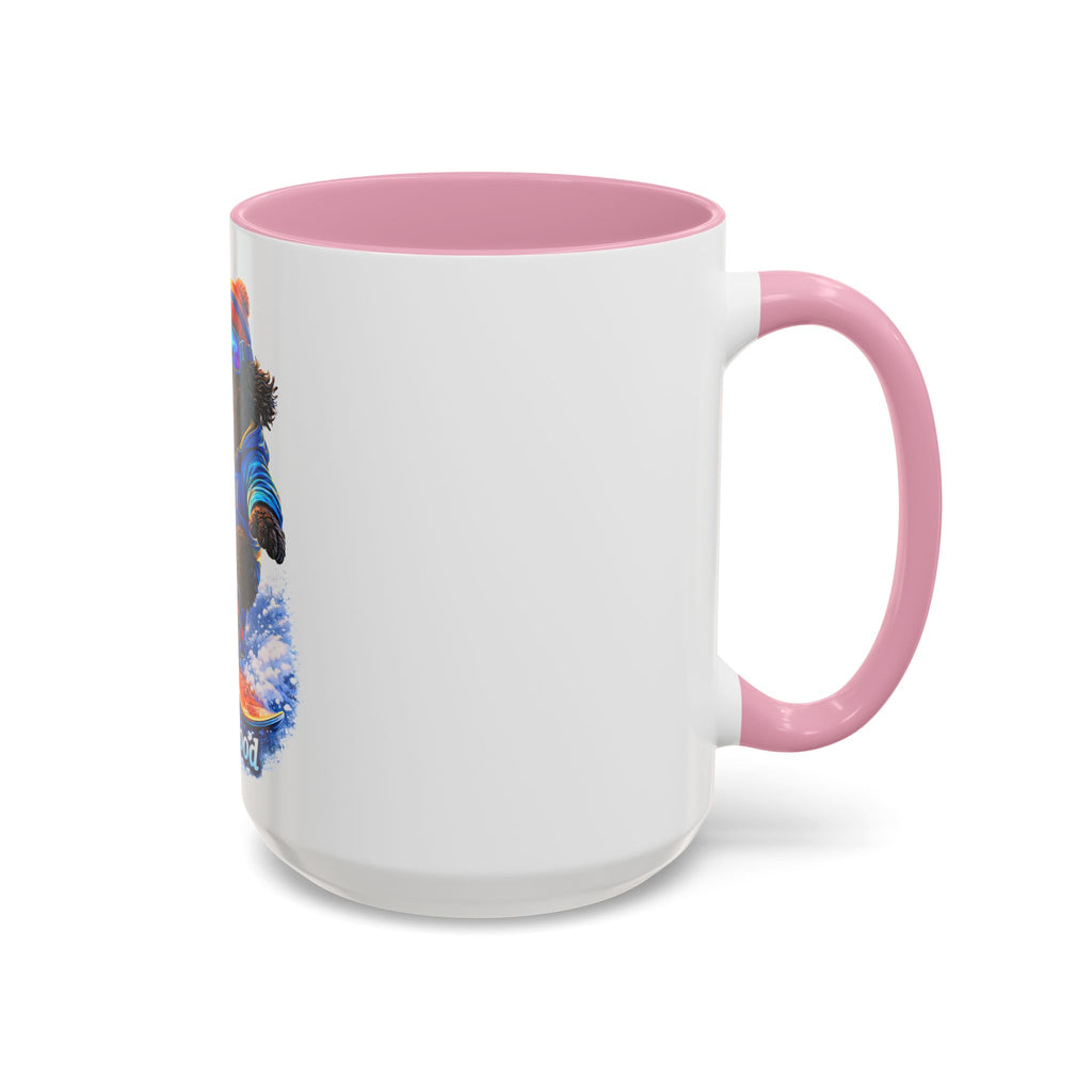 Cool Dood Snowboarding Black Golden Doodle  Mug — (15oz)