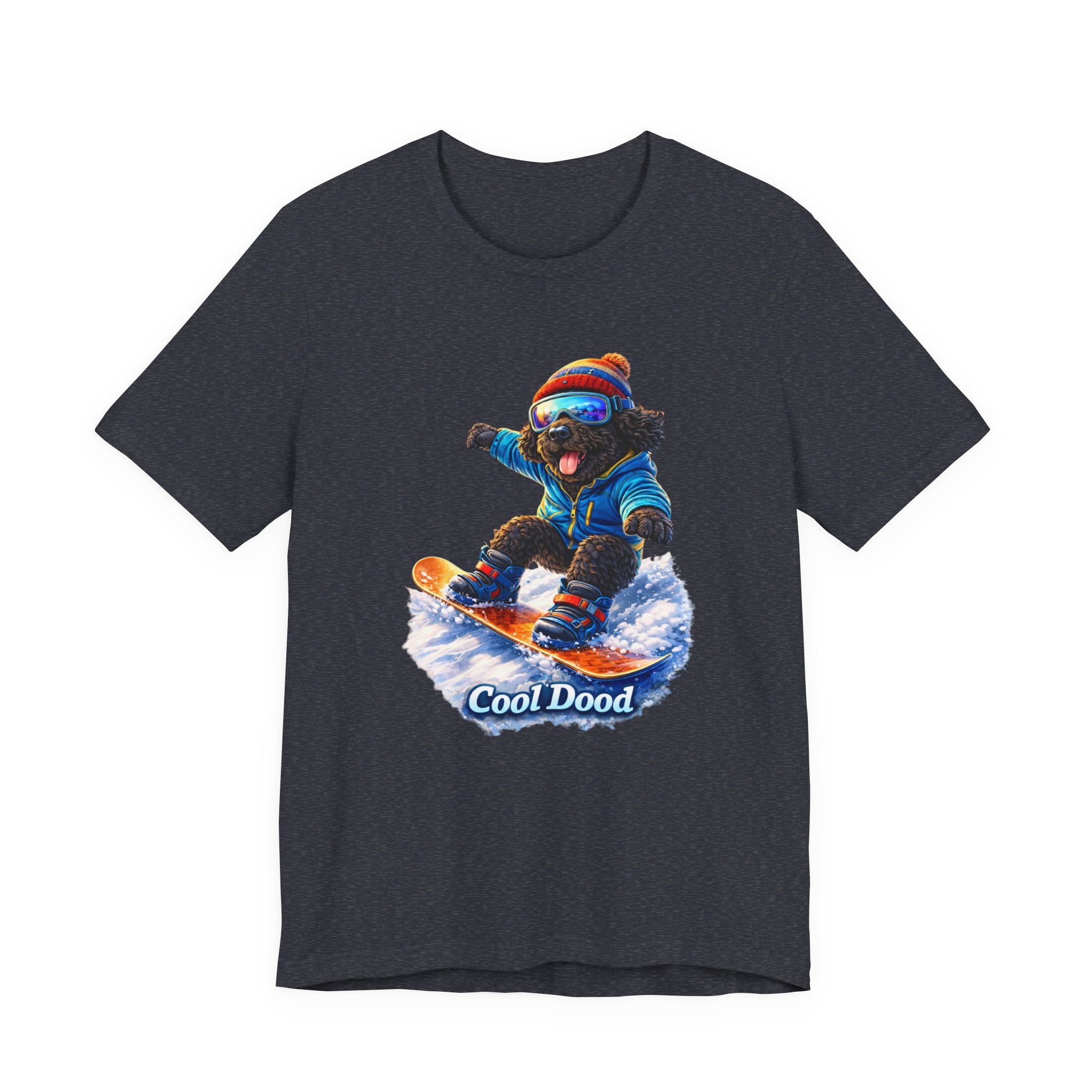 Cool Dood Snowboarding Tee — Cute Black Golden Doodle Snowboard Graphic T‑Shirt