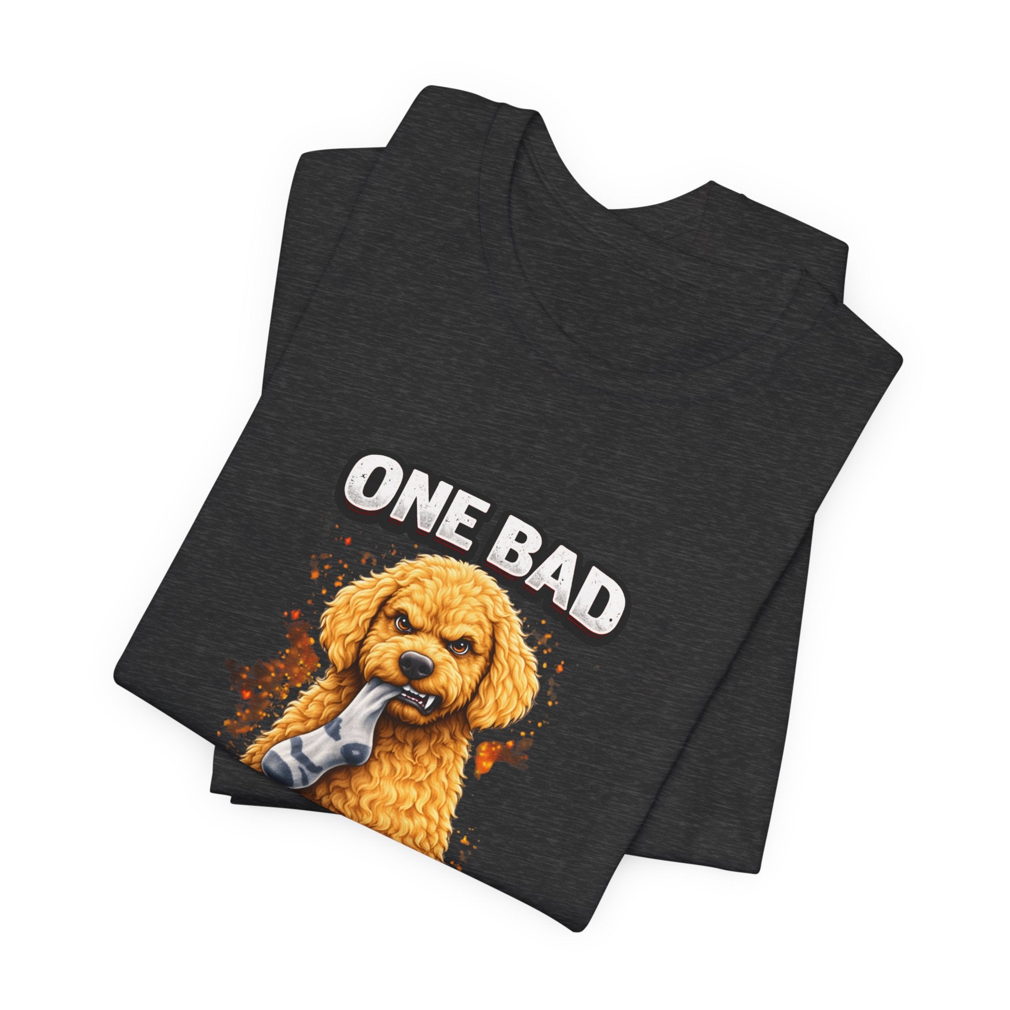 One Bad Dood Dog T-Shirt — Funny Golden Doodle Cartoon Tee for Dog Lovers
