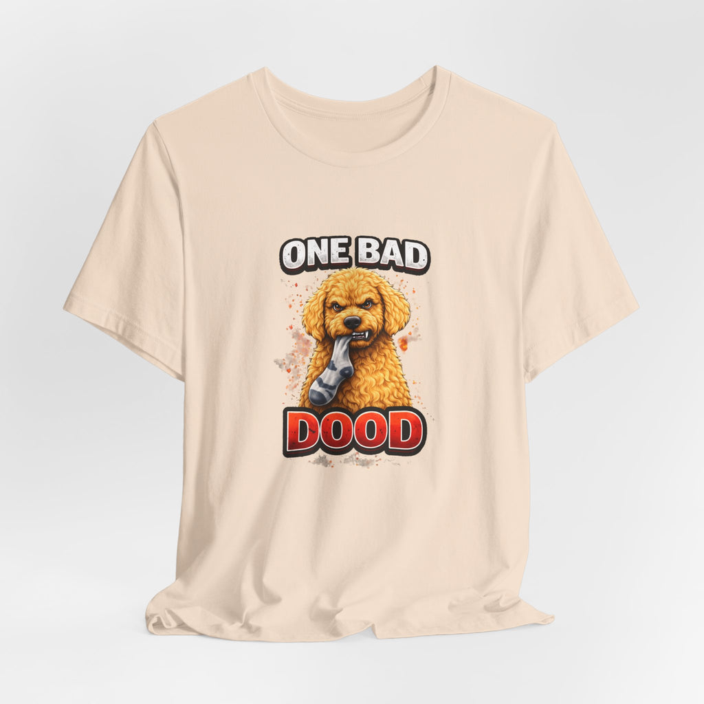 One Bad Dood Dog T-Shirt — Funny Golden Doodle Cartoon Tee for Dog Lovers