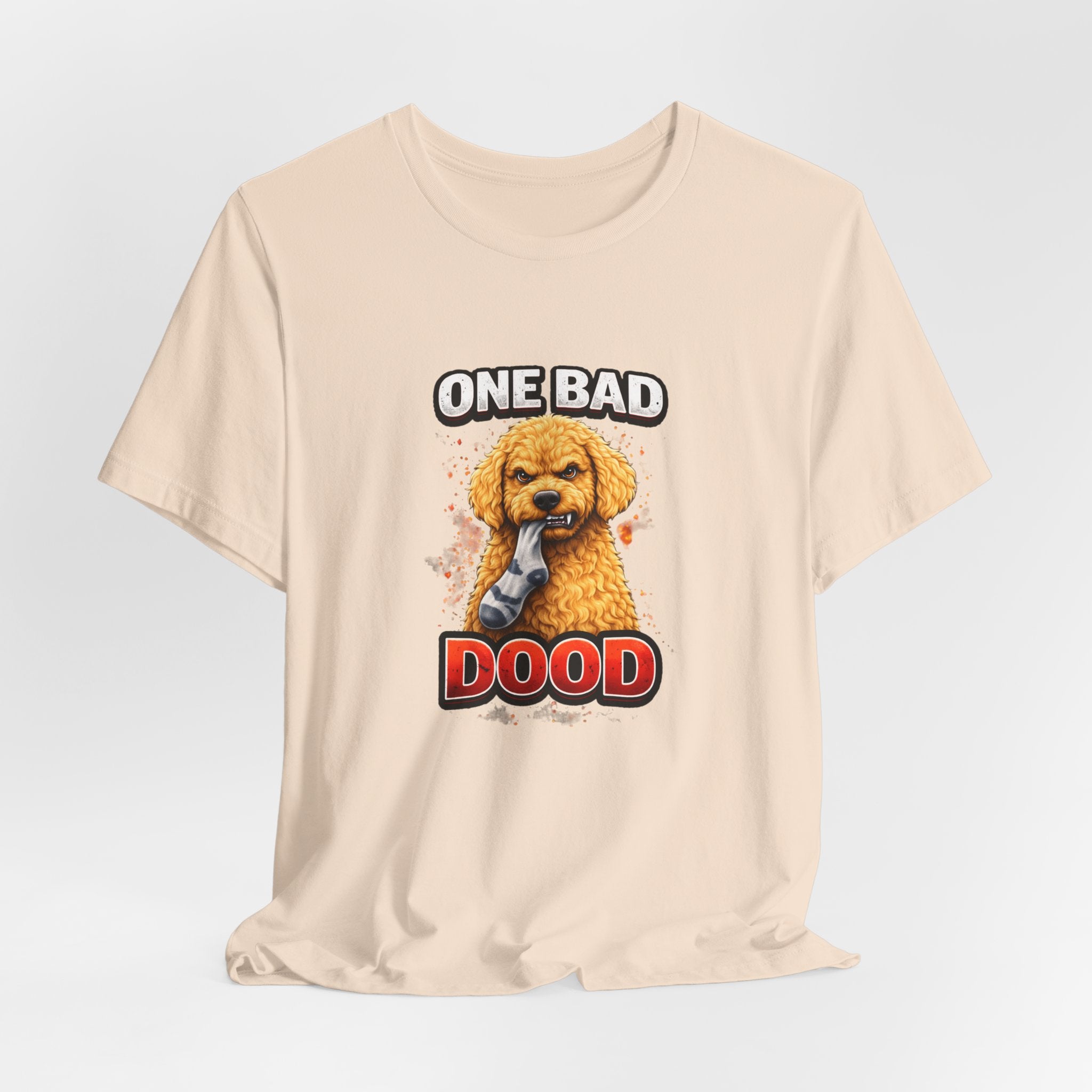 One Bad Dood Dog T-Shirt — Funny Golden Doodle Cartoon Tee for Dog Lovers