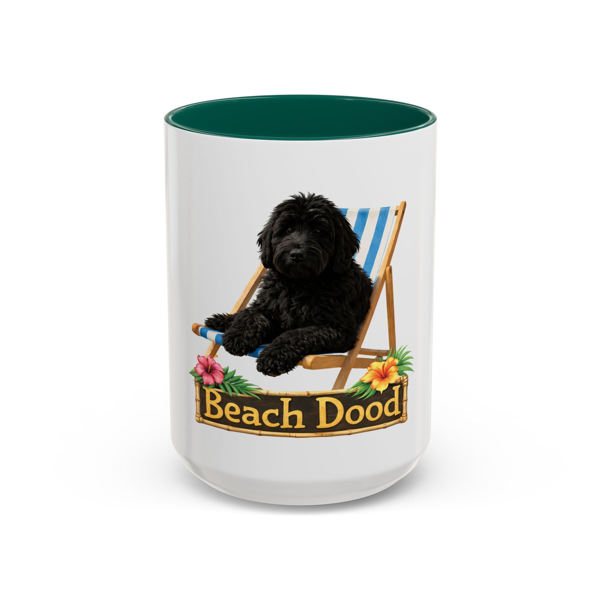 Beach Dood - Black Golden Doodle Beach Chair Mug - (15oz)