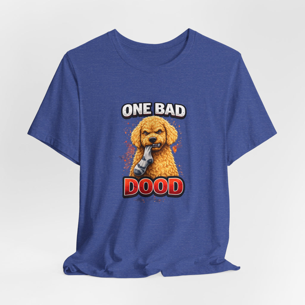 One Bad Dood Dog T-Shirt — Funny Golden Doodle Cartoon Tee for Dog Lovers