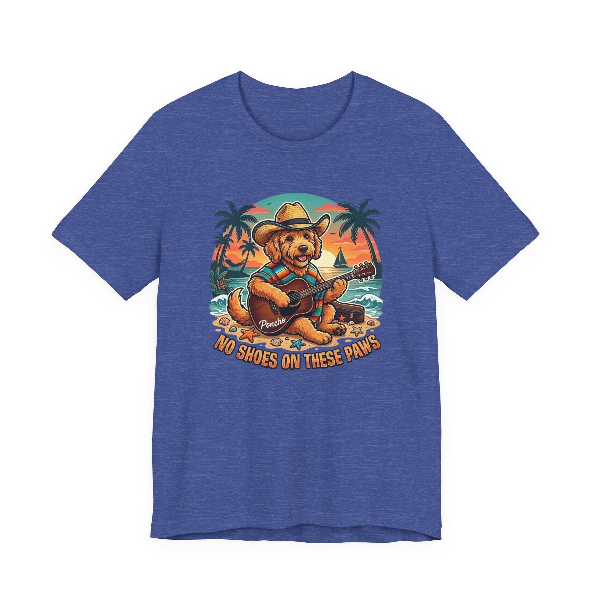 Golden Doodle Guitar Tee — Tropical Island Dog Playing Guitar