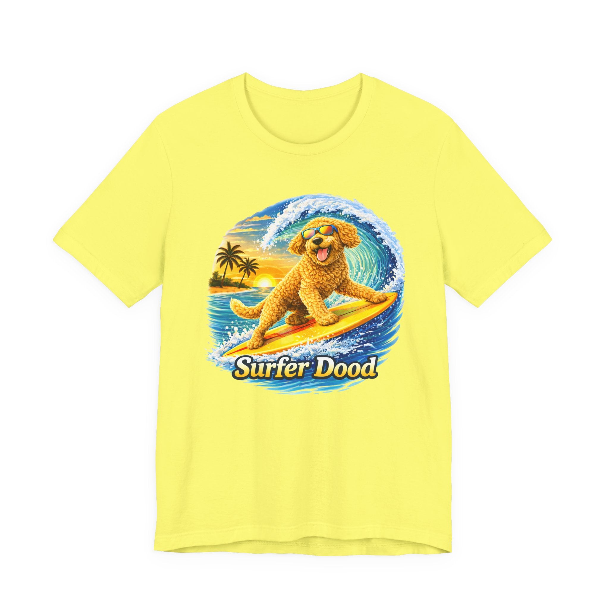 Surfer Dood T-Shirt — Cute Golden Doodle Surfing Graphic Tee