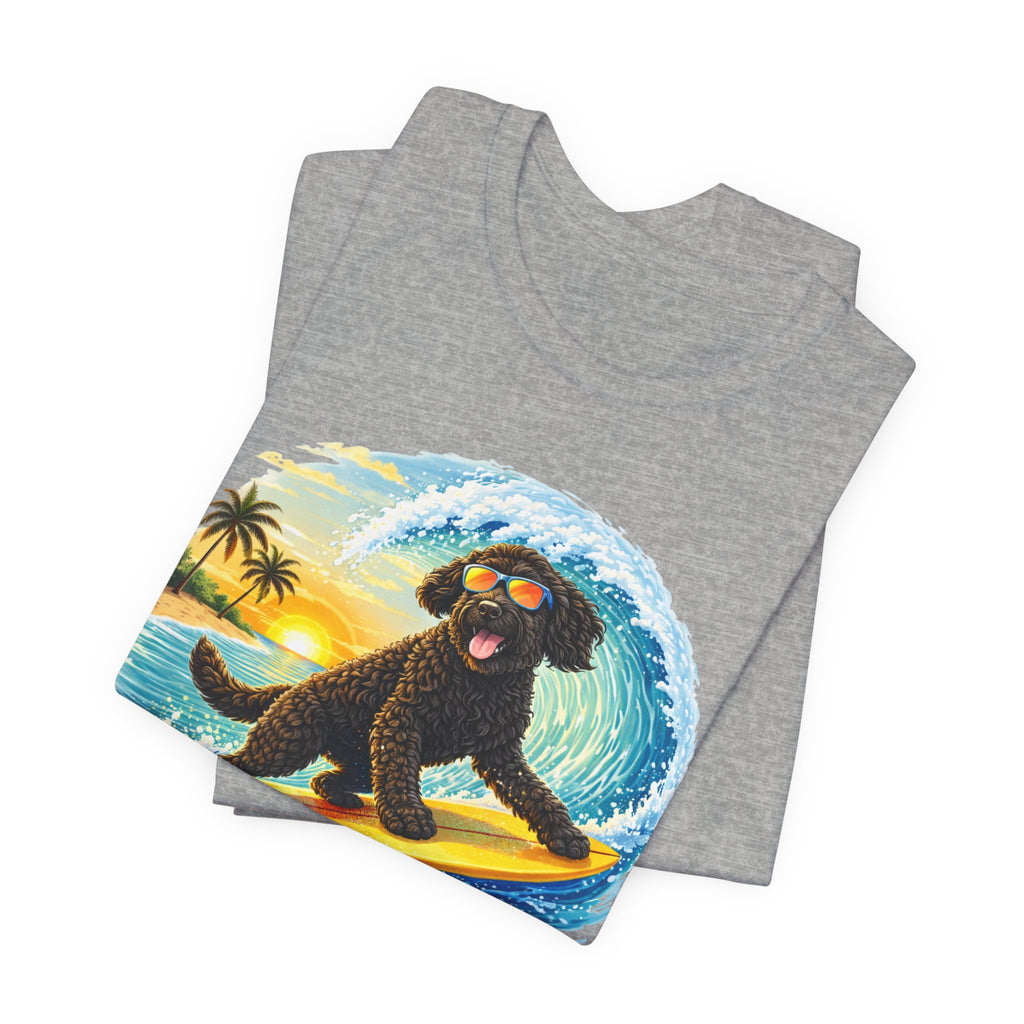 Surfer Dood T-Shirt — Cute Surfing Goldendoodle Dog Tee