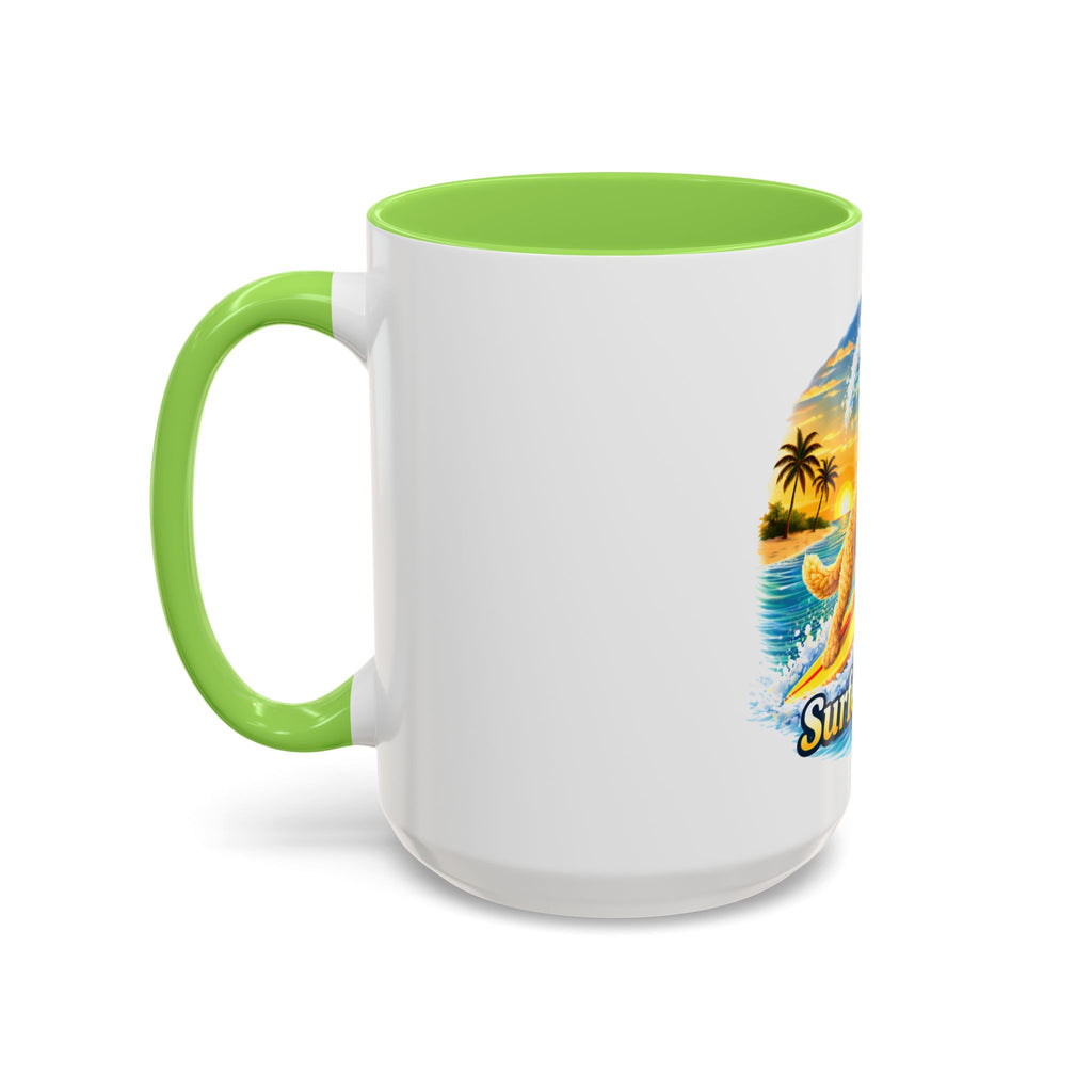Golden Doodle Surfing Coffee Mug — Funny Colorful (15oz)