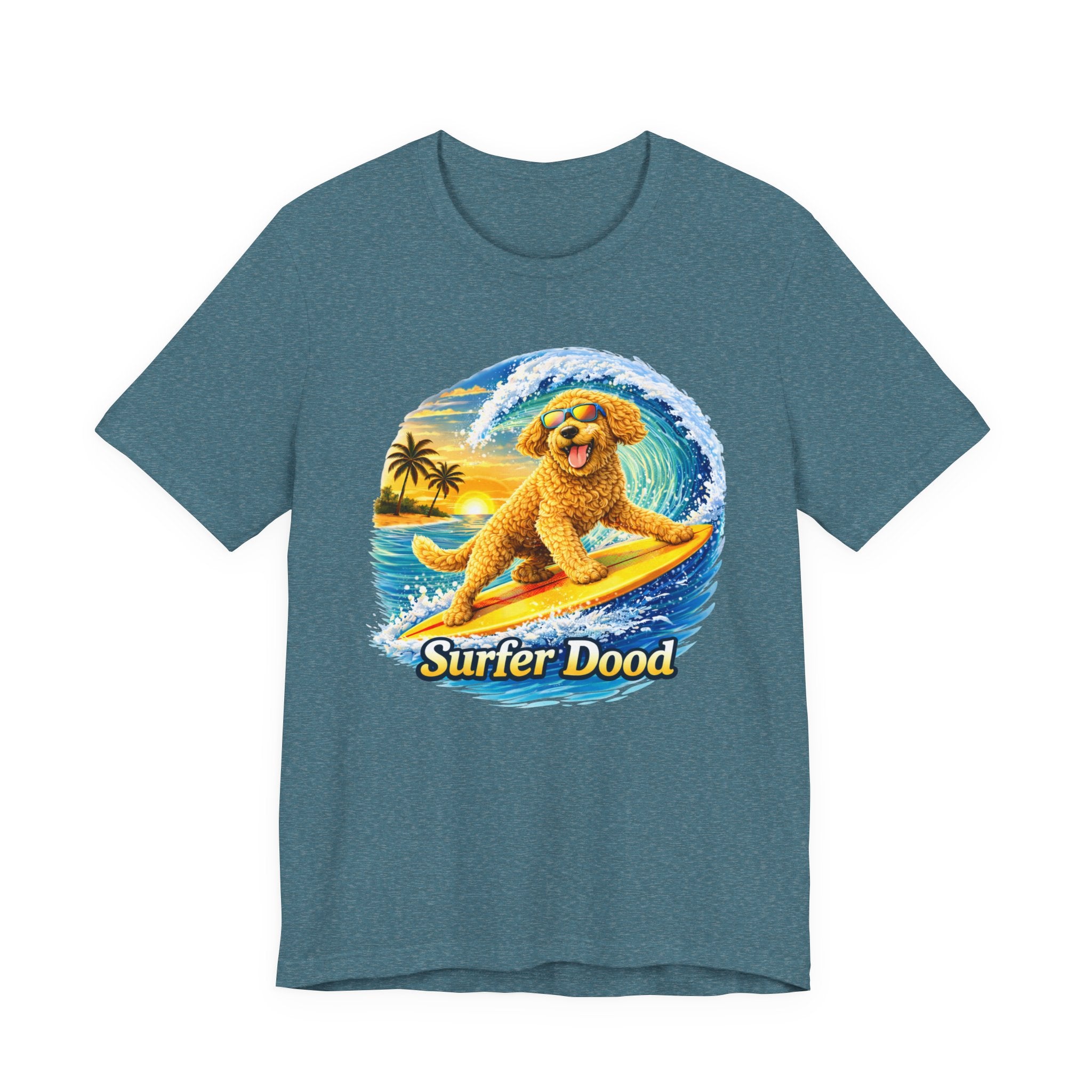 Surfer Dood T-Shirt — Cute Golden Doodle Surfing Graphic Tee