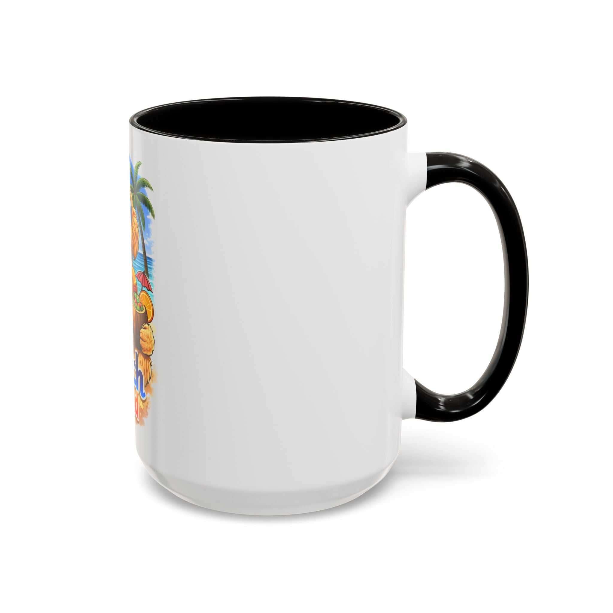 Beach Dood Dog Mug — Cute Golden Doodle with Sunglasses & Tropical Drink (15oz)