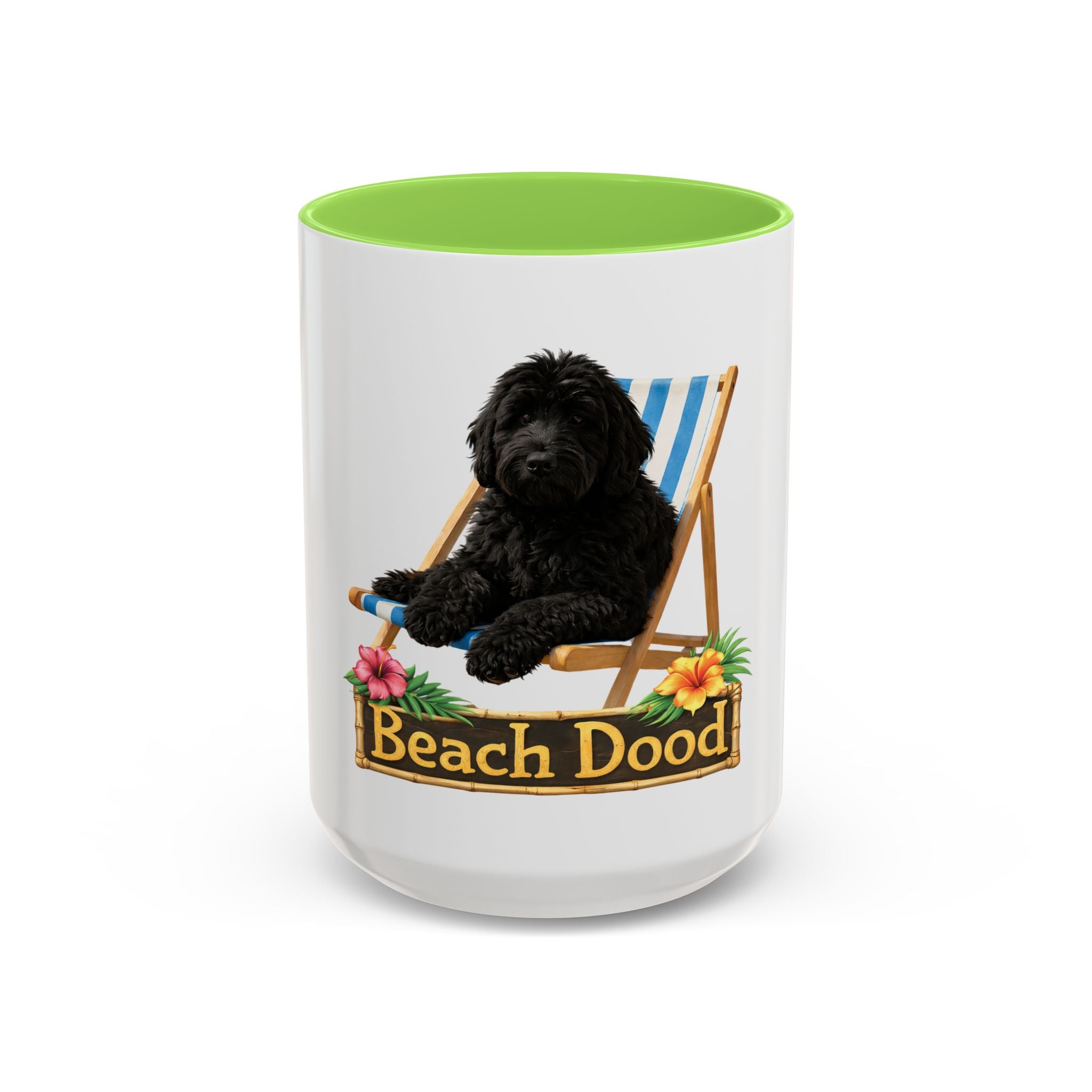Beach Dood - Black Golden Doodle Beach Chair Mug - (15oz)