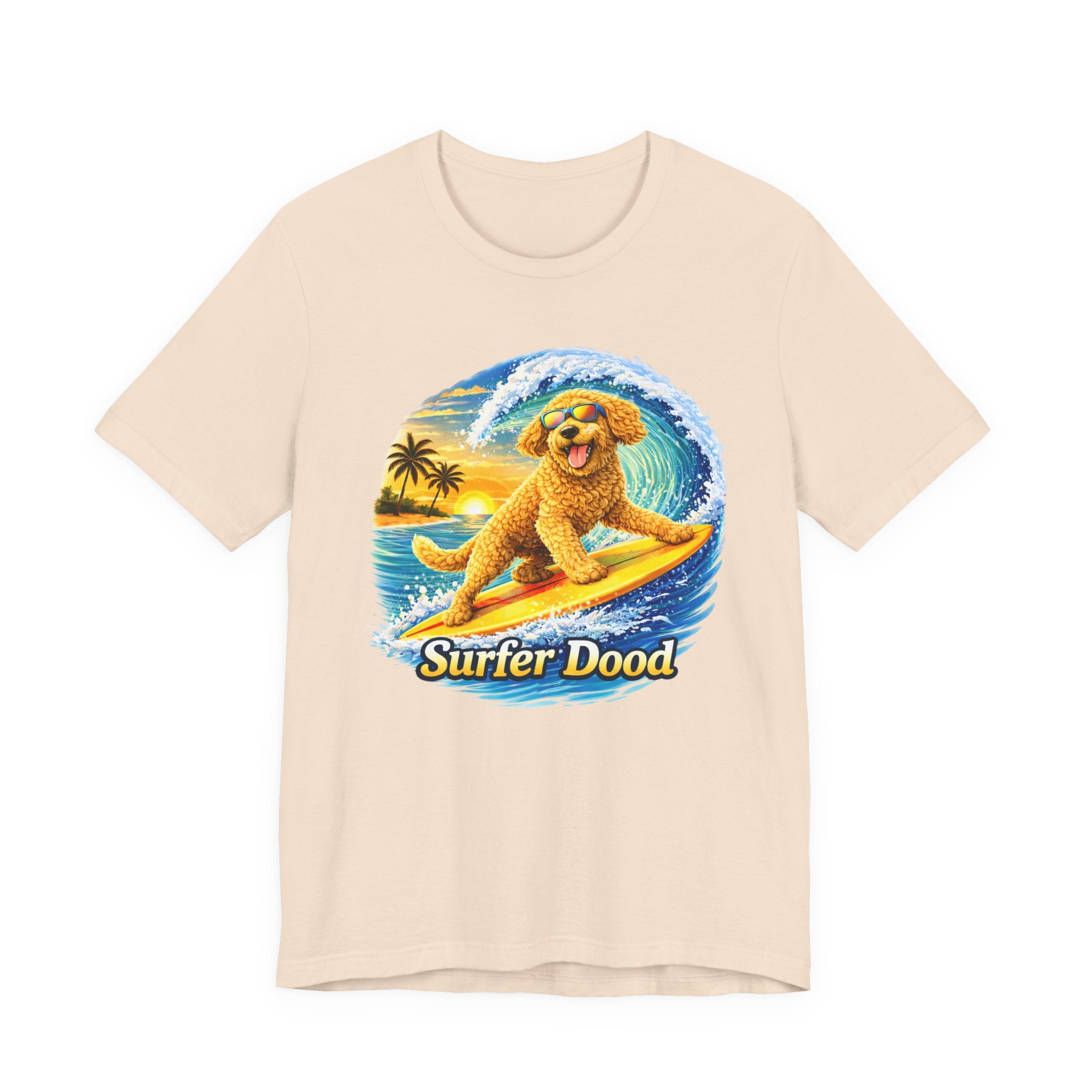 Surfer Dood T-Shirt — Cute Golden Doodle Surfing Graphic Tee