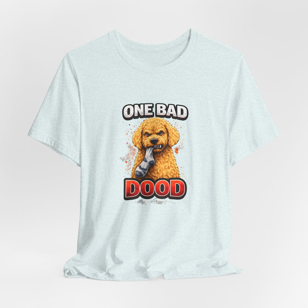 One Bad Dood Dog T-Shirt — Funny Golden Doodle Cartoon Tee for Dog Lovers