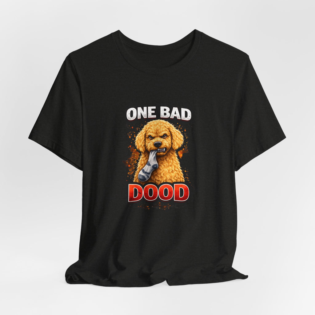 One Bad Dood Dog T-Shirt — Funny Golden Doodle Cartoon Tee for Dog Lovers