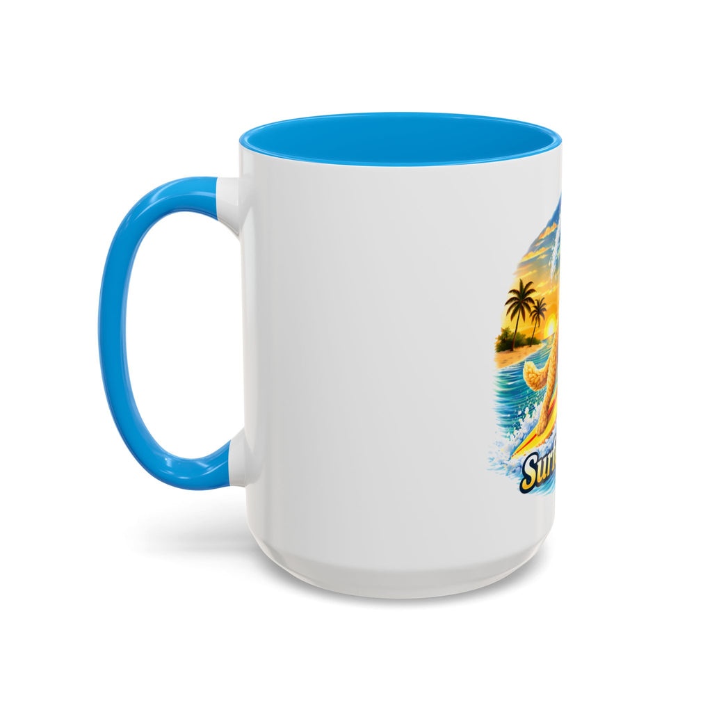 Golden Doodle Surfing Coffee Mug — Funny Colorful (15oz)