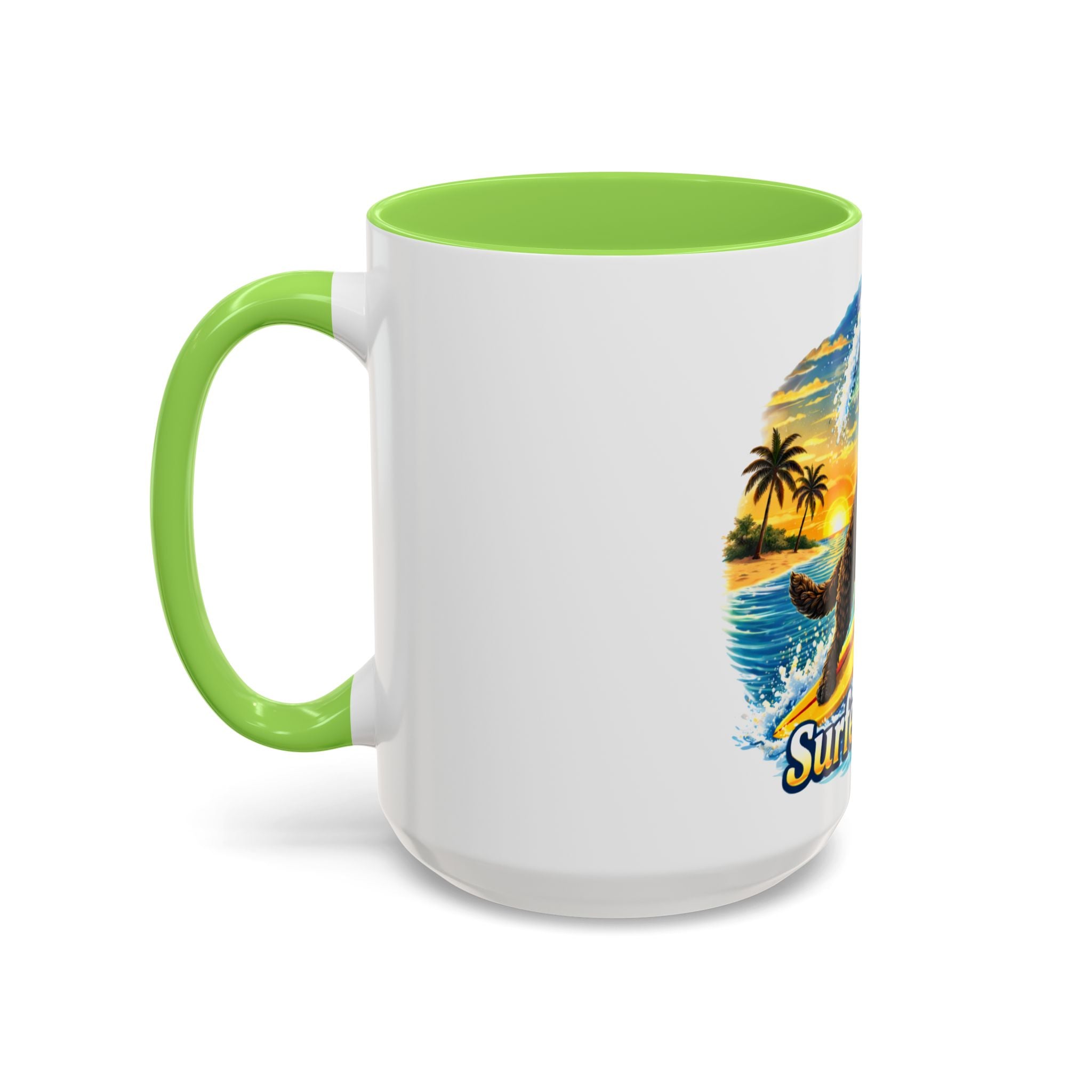 Surfer Dood Coffee Mug – Surfing Dog Graphic (15oz)